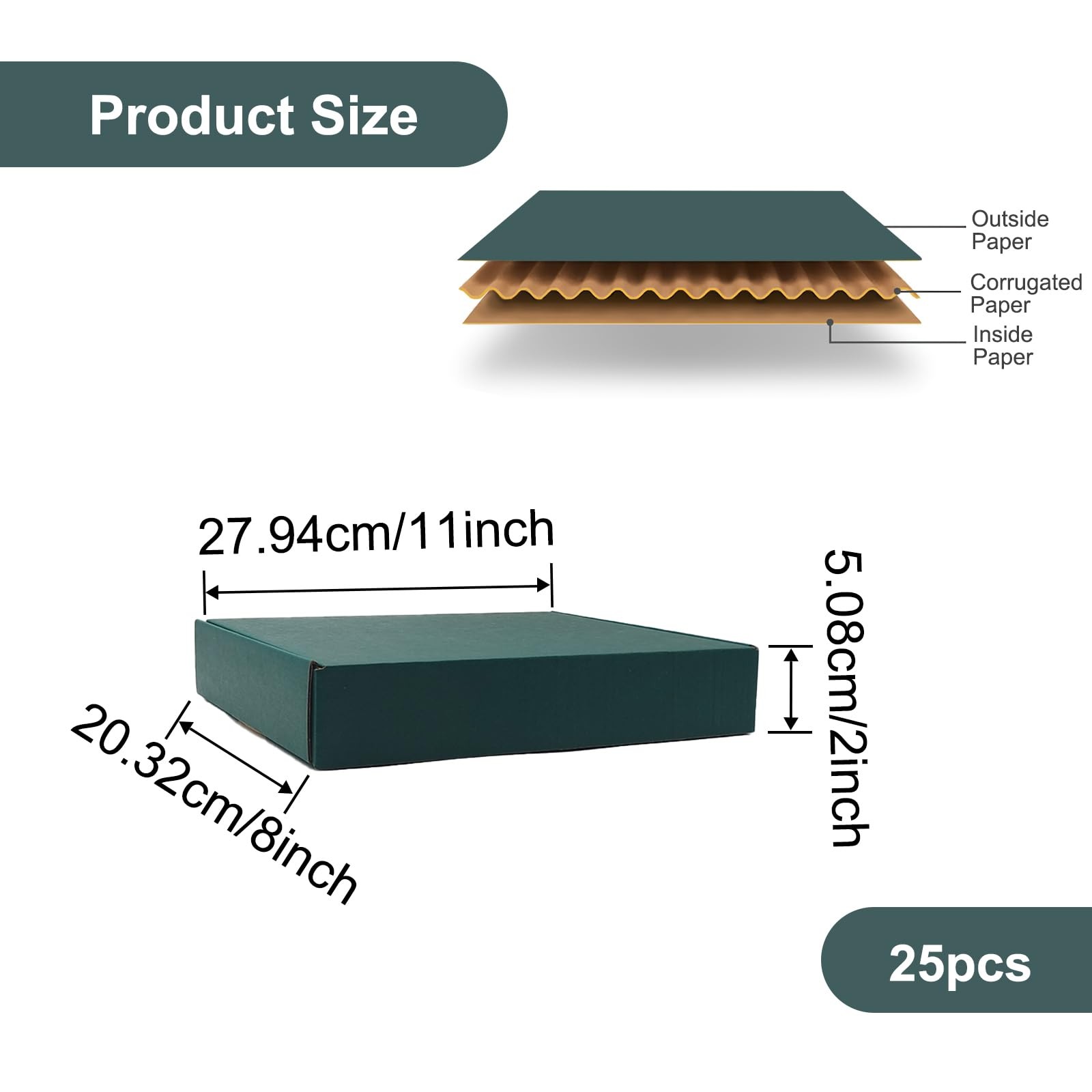Itechpanda 25 Pack Green Boxes 11 X 8 X 2 Inch Corrugated Cardboard Boxes