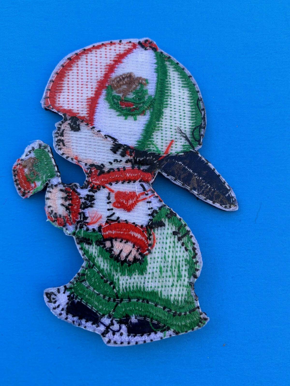 LG MEXICAN FLAG BOY PATCH IRON-ON SEW-ON EMBROIDERED MEXICO EMBLEM (3 x 2.75”)