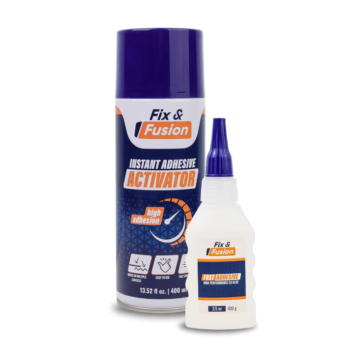 FIX & FUSION Super CA Glue (3.5 Oz) with Activator Spray (13.5 Fl Oz) Fast Adh.