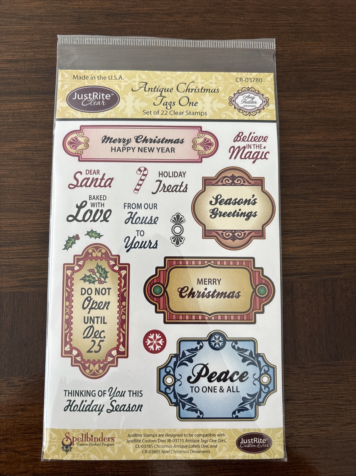 justrite stamp Clear Antique Christmas Tags One