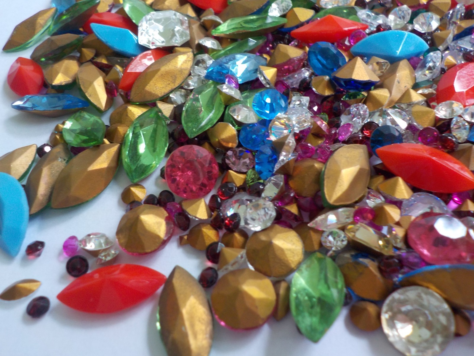 Foil Back Rhinestone & CZ Jewelry Making Supply 7 Oz Mixed Variety Shapes Colors