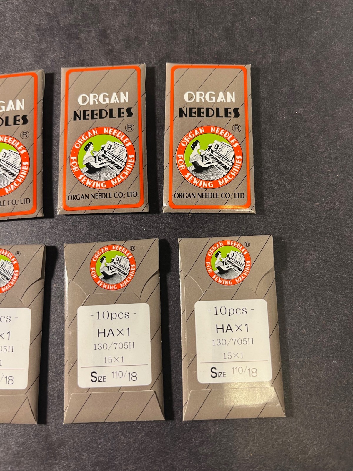 NOS-(10)-Organ Sewing Machine Needles**HAx1**130/705H**15X1**Size:110/18**