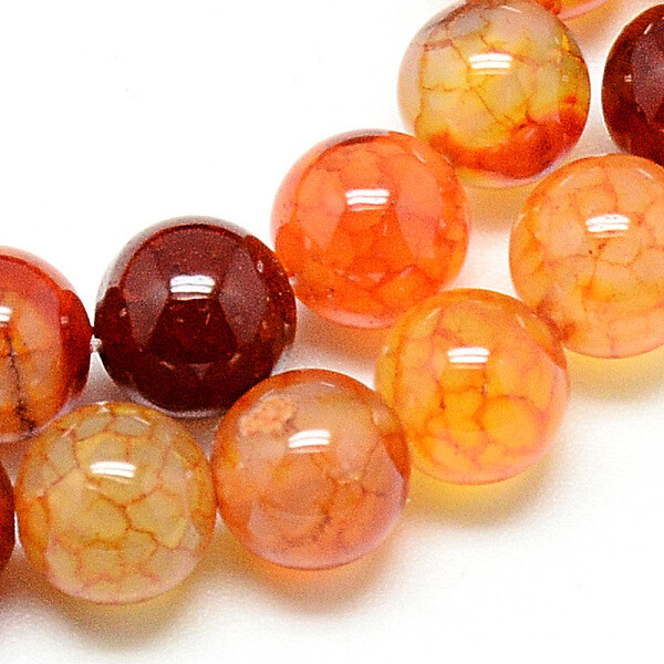 10 Dragon Vein Agate Gemstone Beads Striped Orange Jewelry Supplies 8mm