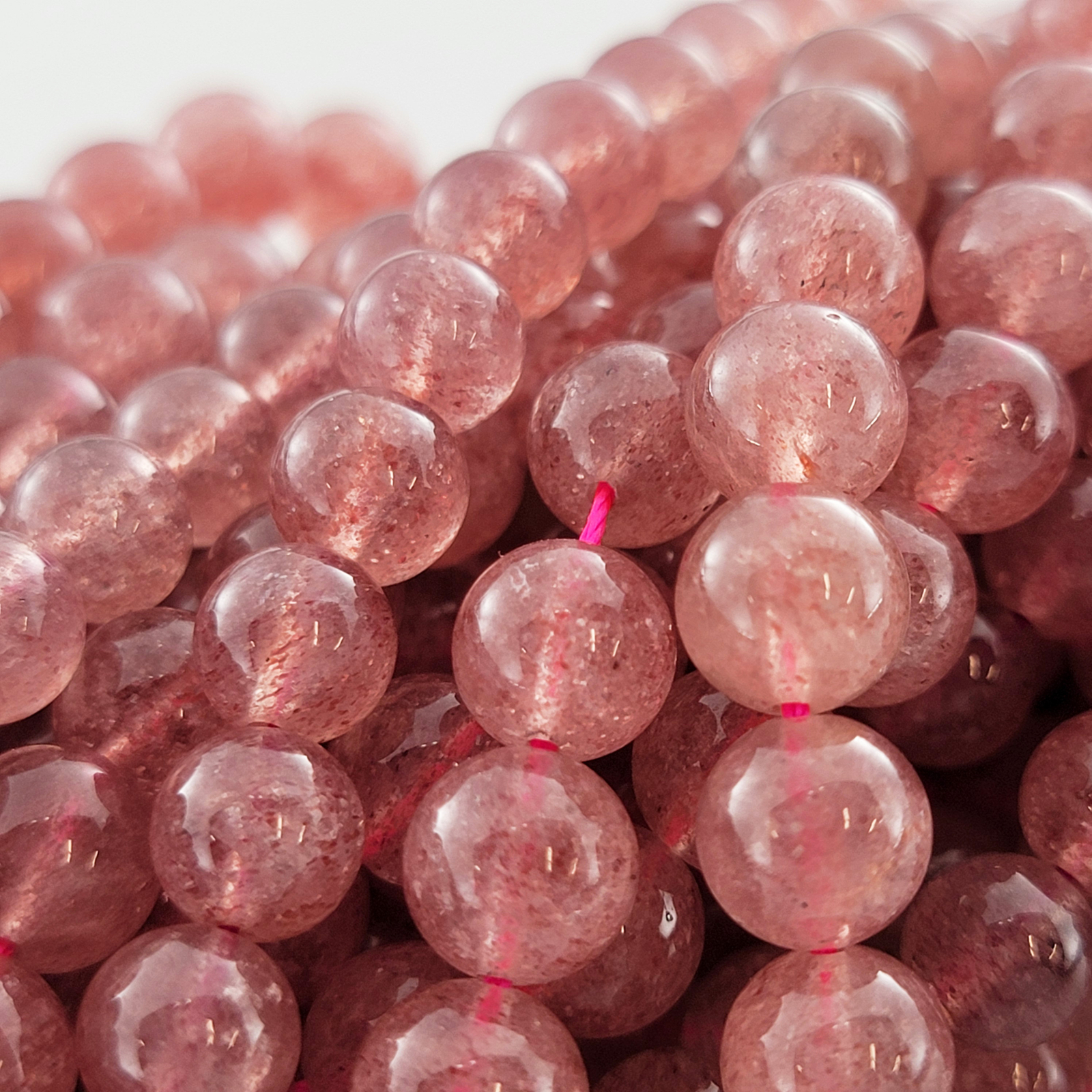 Strawberry Quartz Beads Genuine Gemstone Natural Smooth Round 4mm 6mm 8mm 10mm