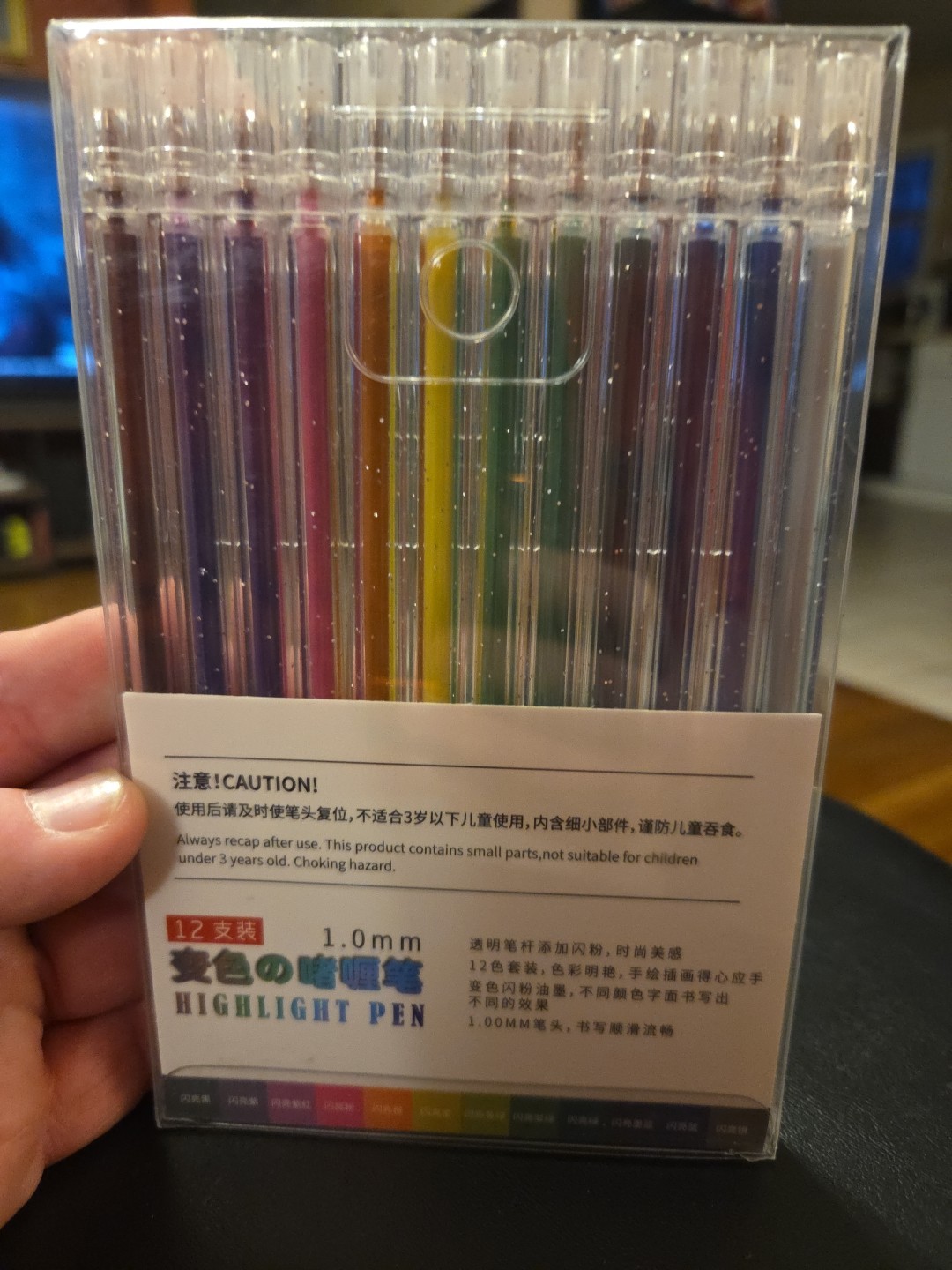 Glitter Gel Highlight Pens 12 Count Multi Color Brand New 1.0mm