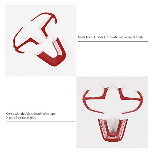 for Challenger Steering Wheel Decoration Trim for 2015-2023 Dodge 3pcs Red