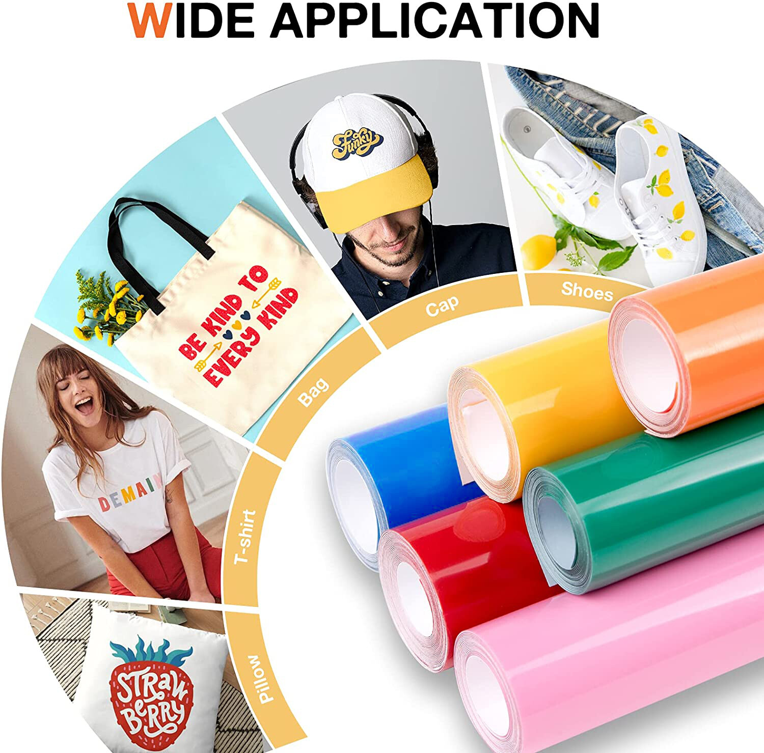 HTV Heat Transfer Vinyl Bundle – 20 Pack 12” x 3FT Easy Cutting Iron on Vinyl