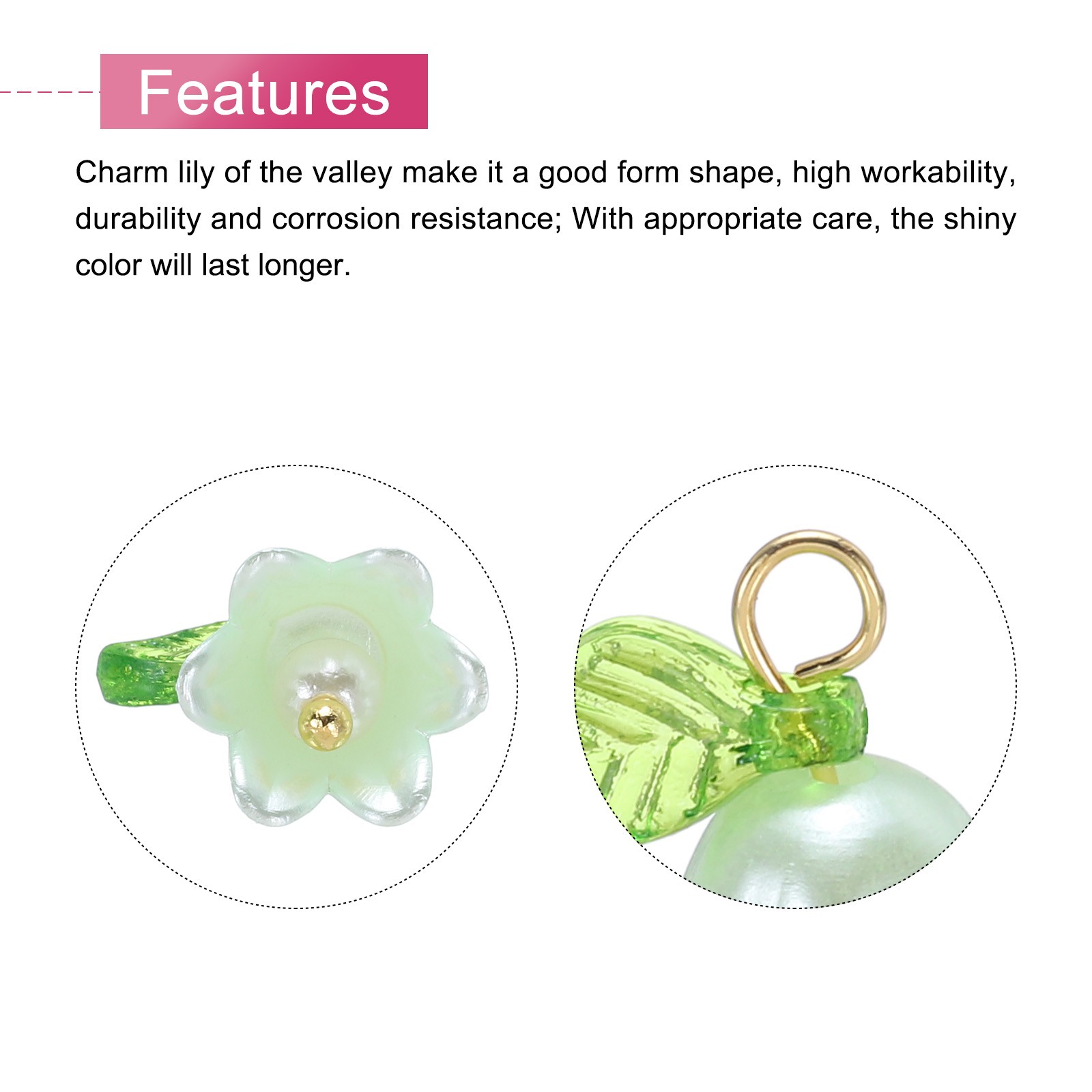 10PCS 13x14mm Acrylic Flower Charm Lily of the Valley Jewelry Green