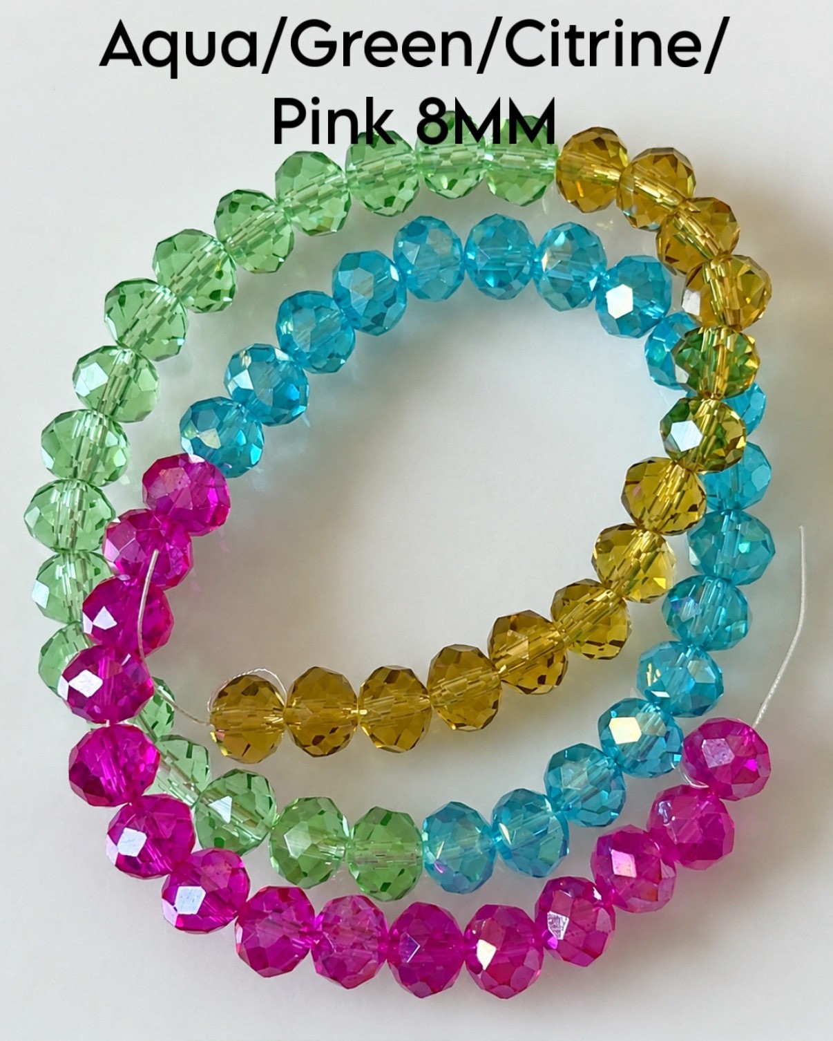 8mm Faceted Glass Rondelle Beads, 15 Inch Strand, Sparkly Crystal Beads, Jewelry