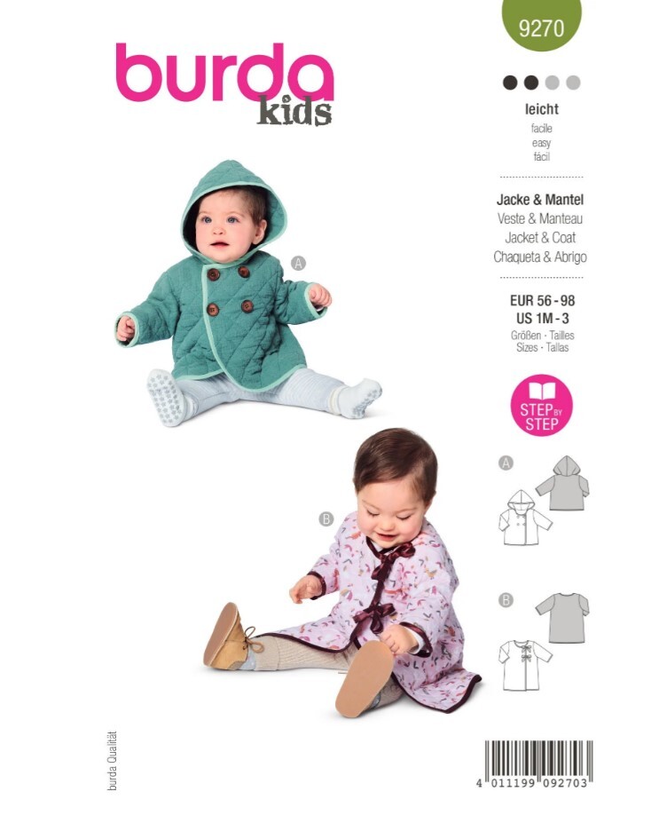 BURDA KIDS 9270 CHILD’S PANTS Sewing Pattern 1 Month – 3 Years Skill: EASY