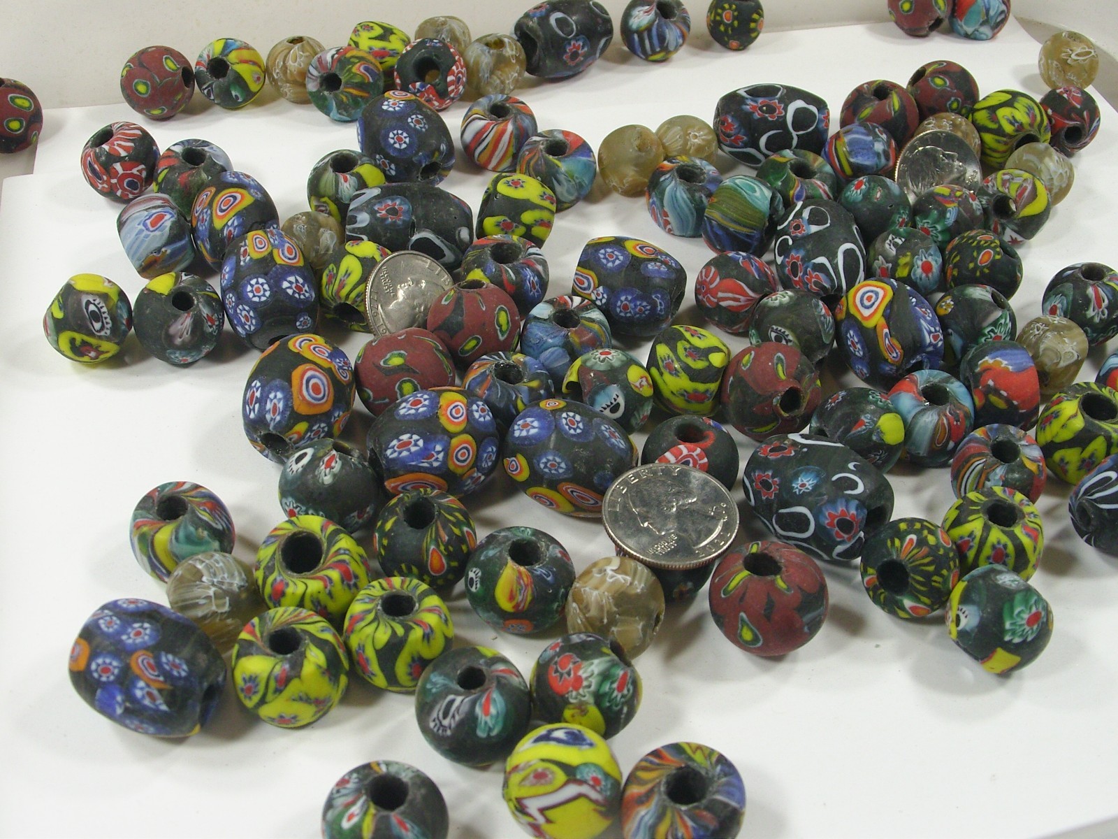 2 Pounds Assorted Shapes and Sizes India Handmade Replica Africa Beads (OLP-1)⭐