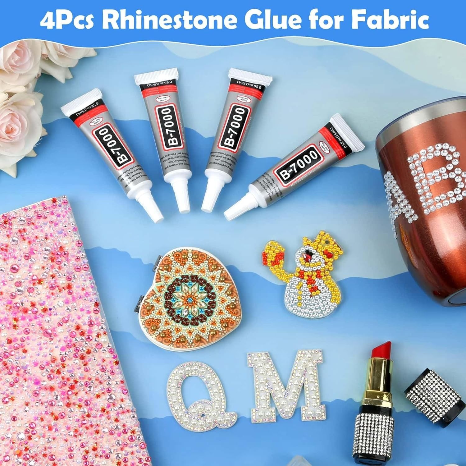 B-7000 Glue Clear 4 Pack – 15ml Jewelry Rhinestone Fabric Phone Repair Adhesive.