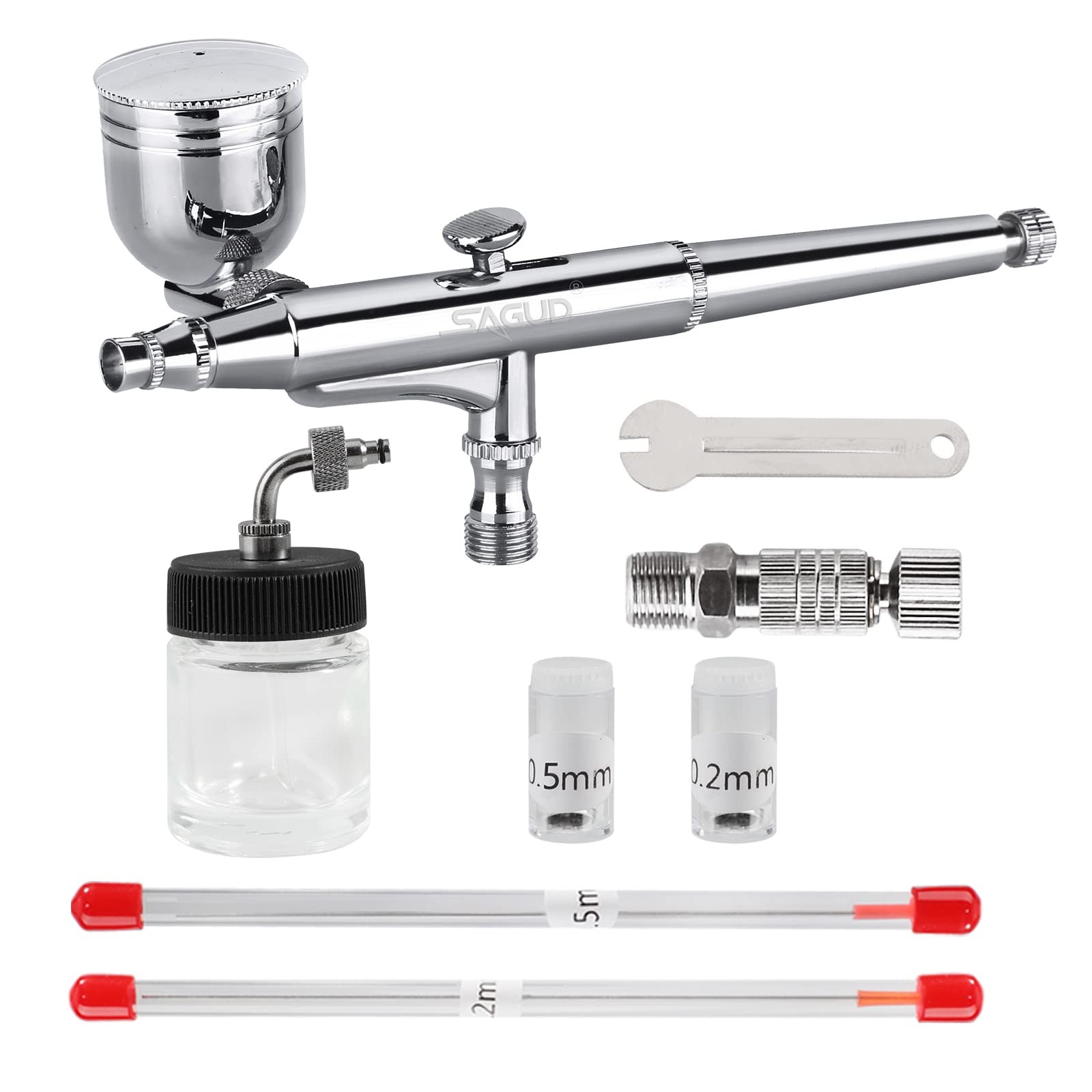 Airbrush Kit 0.3mm Dual-Action Side Feed Airbrush with a 1/3 oz. Gravity Flui…