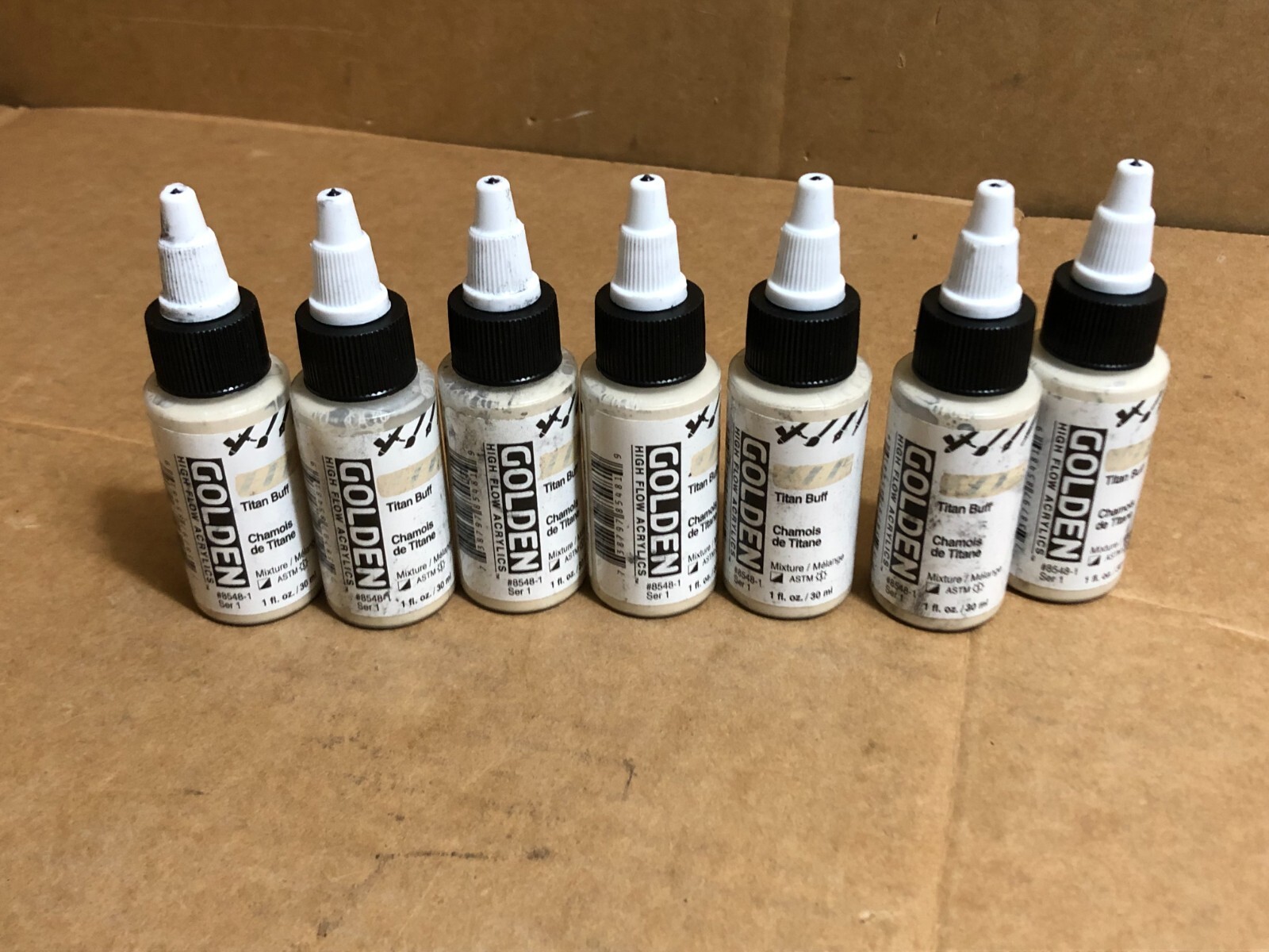 Golden High Flow Acrylics Ink TITAN BUFF #8548-1 LOT OF 7x 1 oz/BOTTLE