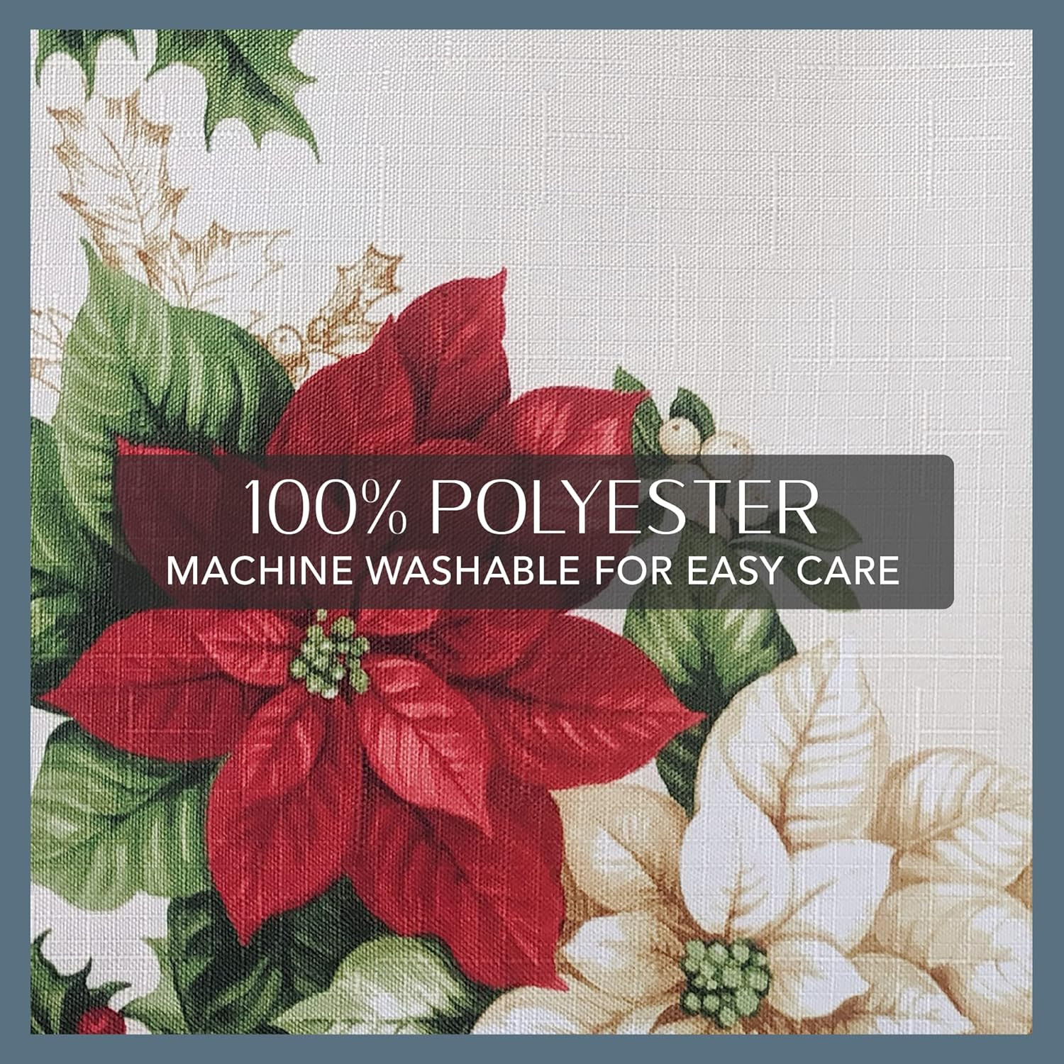60×84″ Red White Poinsettia Tablecloth Wrinkle Resistant Holiday New
