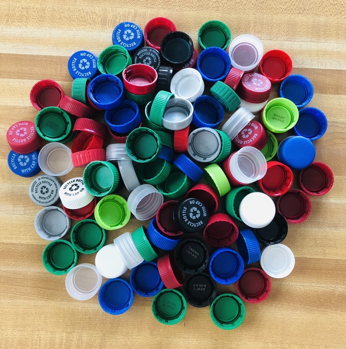 100+ Multicolor Plastic Drink Bottle Caps Lids Crafts Art Project