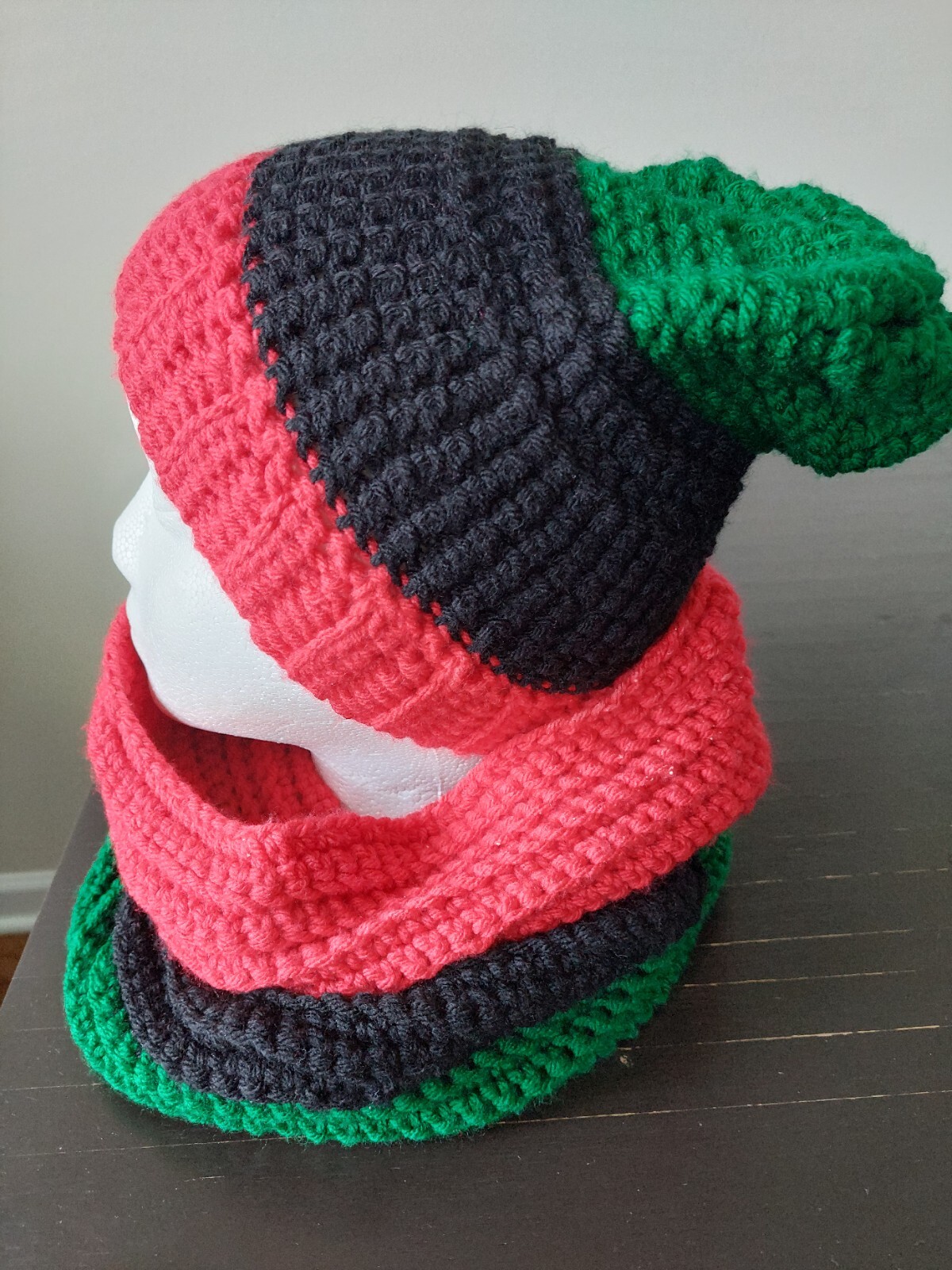 Unisex Hat With Cowl. One Size. Red Heart Yarn. Acrylic Very Warm. Handmade