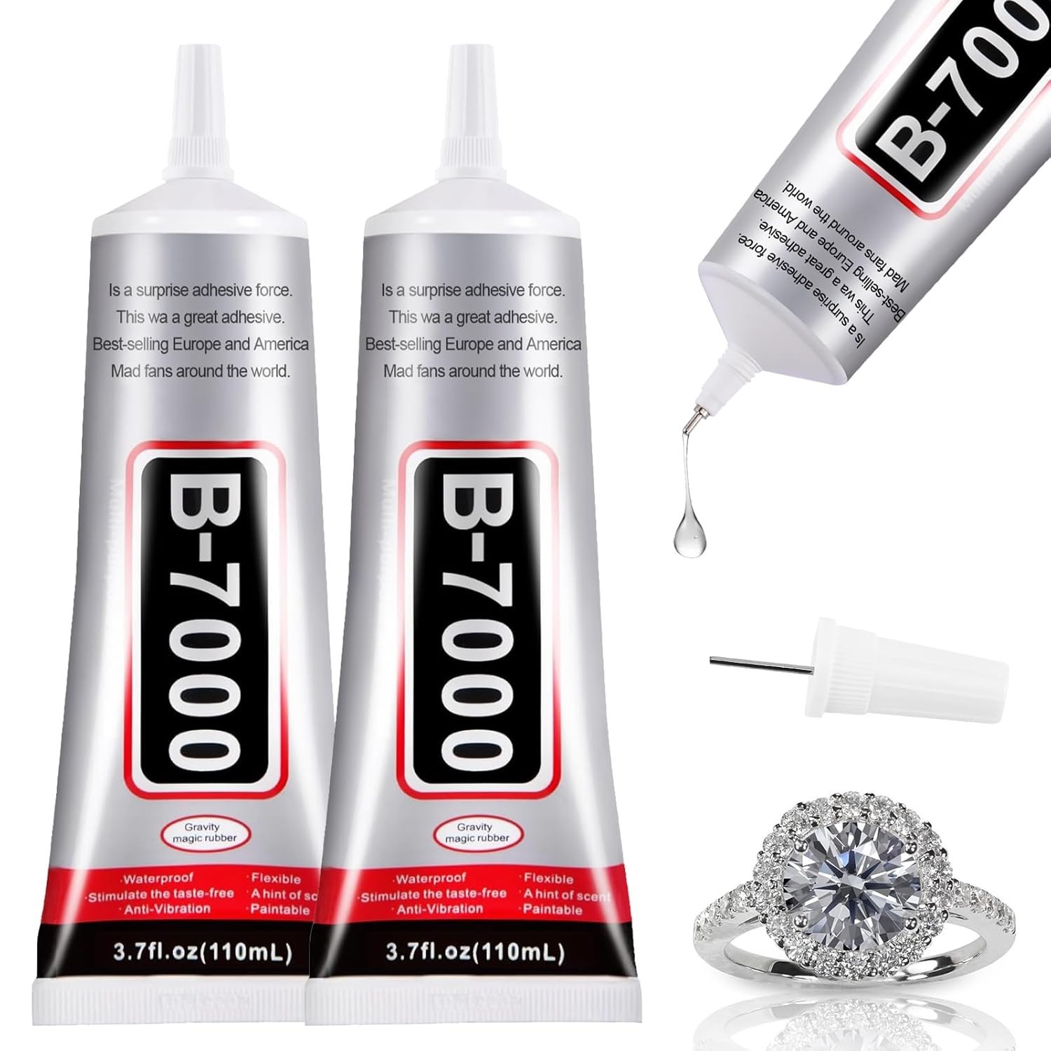 2 PCS 110ml Glue Clear with Precision Tip, Bedazzling Glue, Rhinestone Glues,…