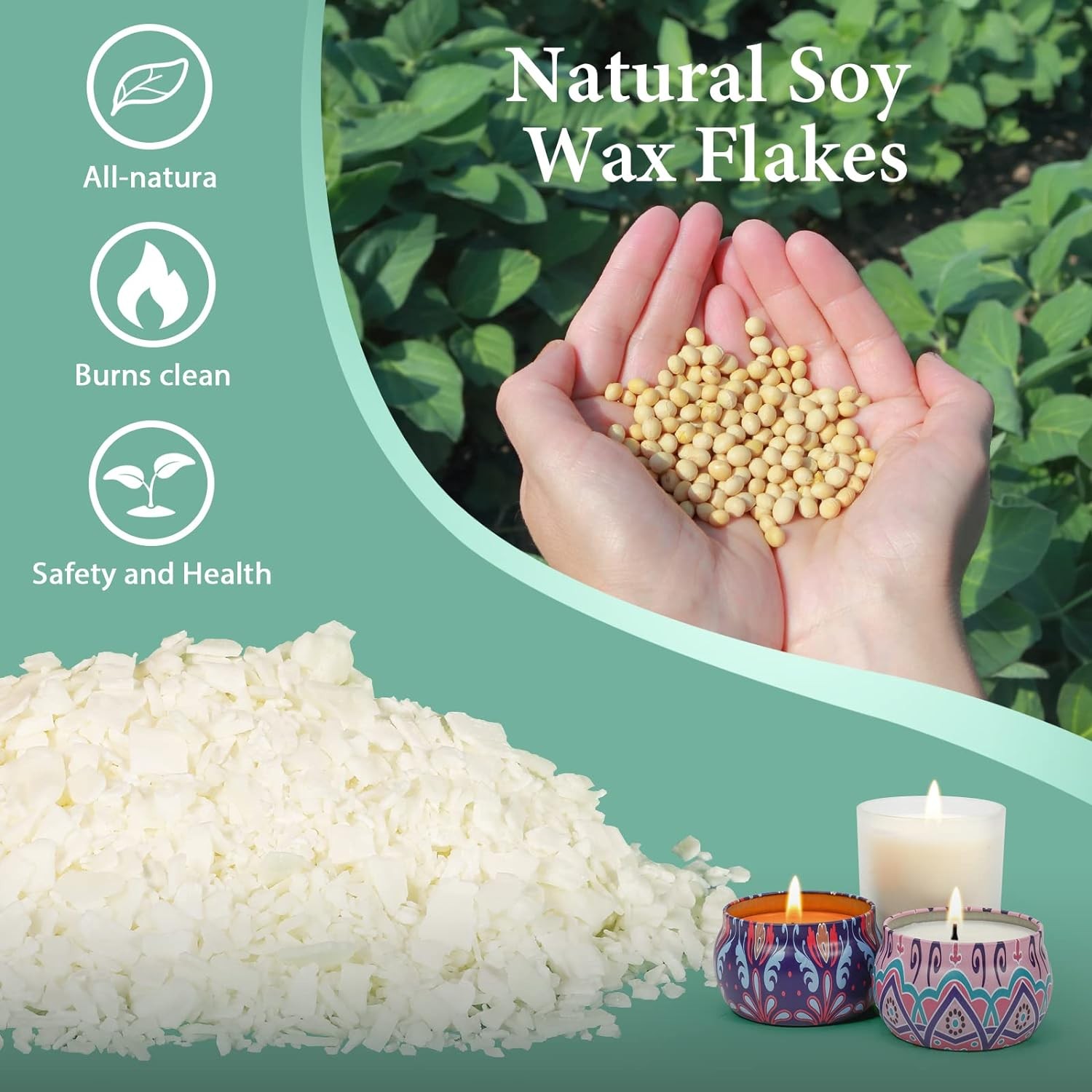 Soy Candle Wax Candle Making 10 lbs Natural Soy Wax Kit with Wicks Flakes Bulk