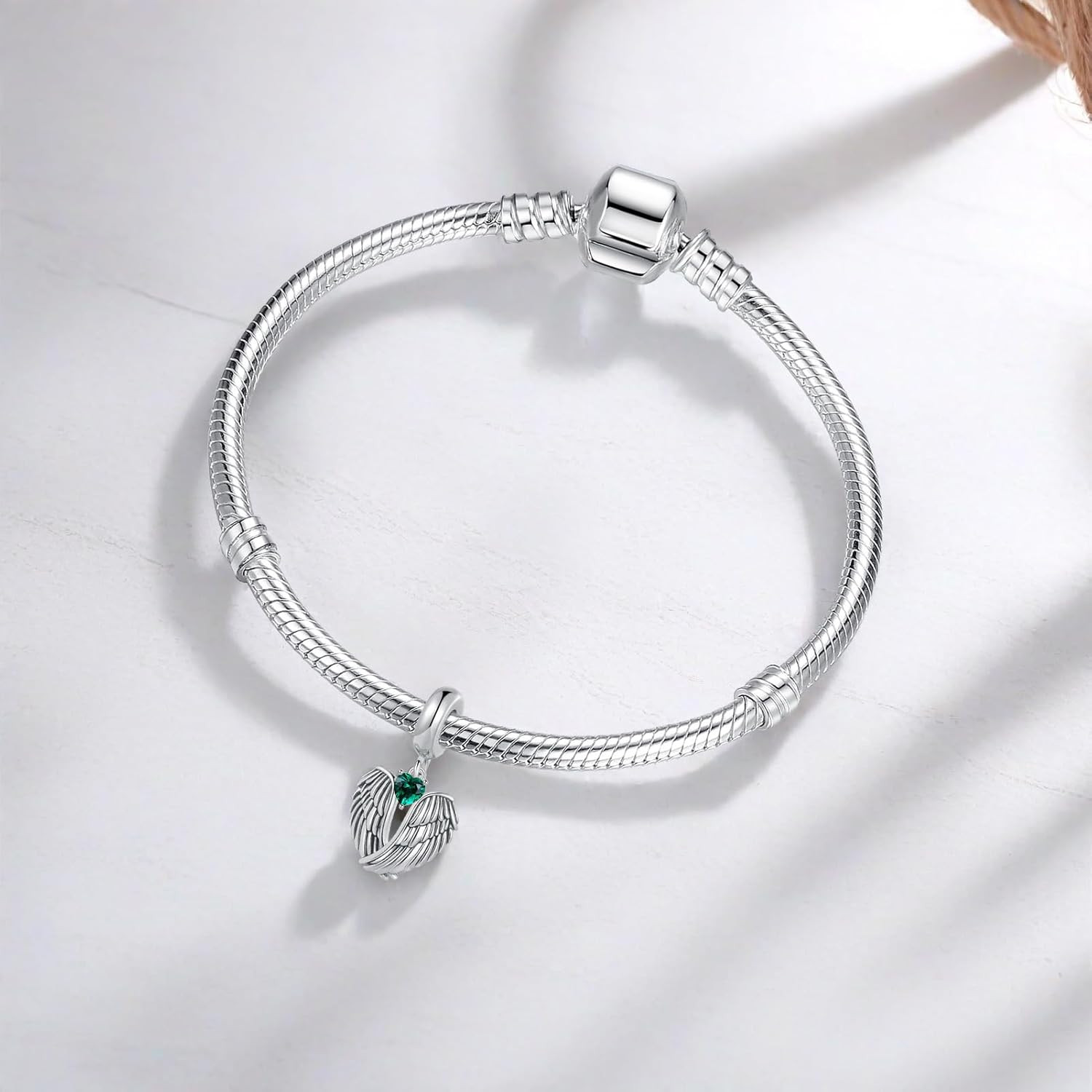 Guardian Angel Wings Charm May Heart Birthstone Bead Compatible with Bra