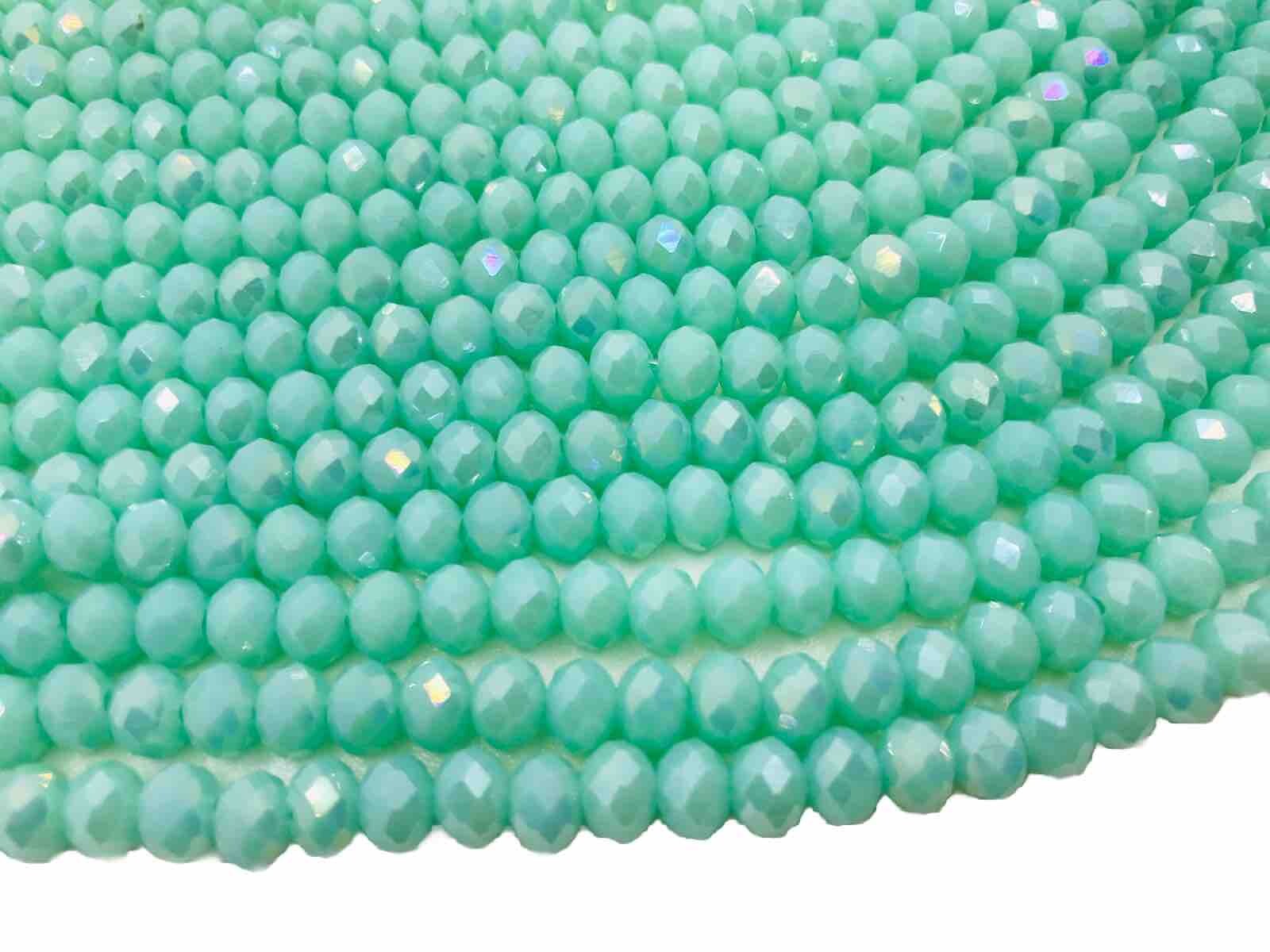 Crystal Spacer Beads Opaque Turquoise Luster 5mm Rondelle Qty: 44