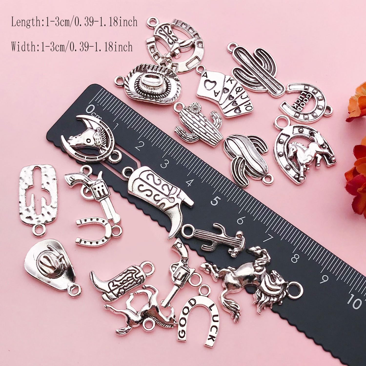 80 Pcs Western Cowboy Charms for Jewelry Making Horse Cowboy Boot Charms
