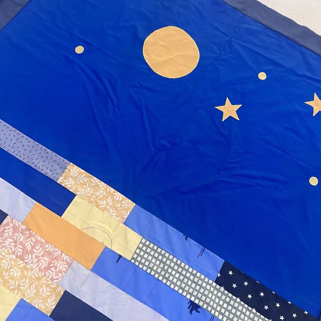 Handmade Moon Reflection Baby Quilt Top 50×70″ Pieced~ BABY/BED/Wall Decor