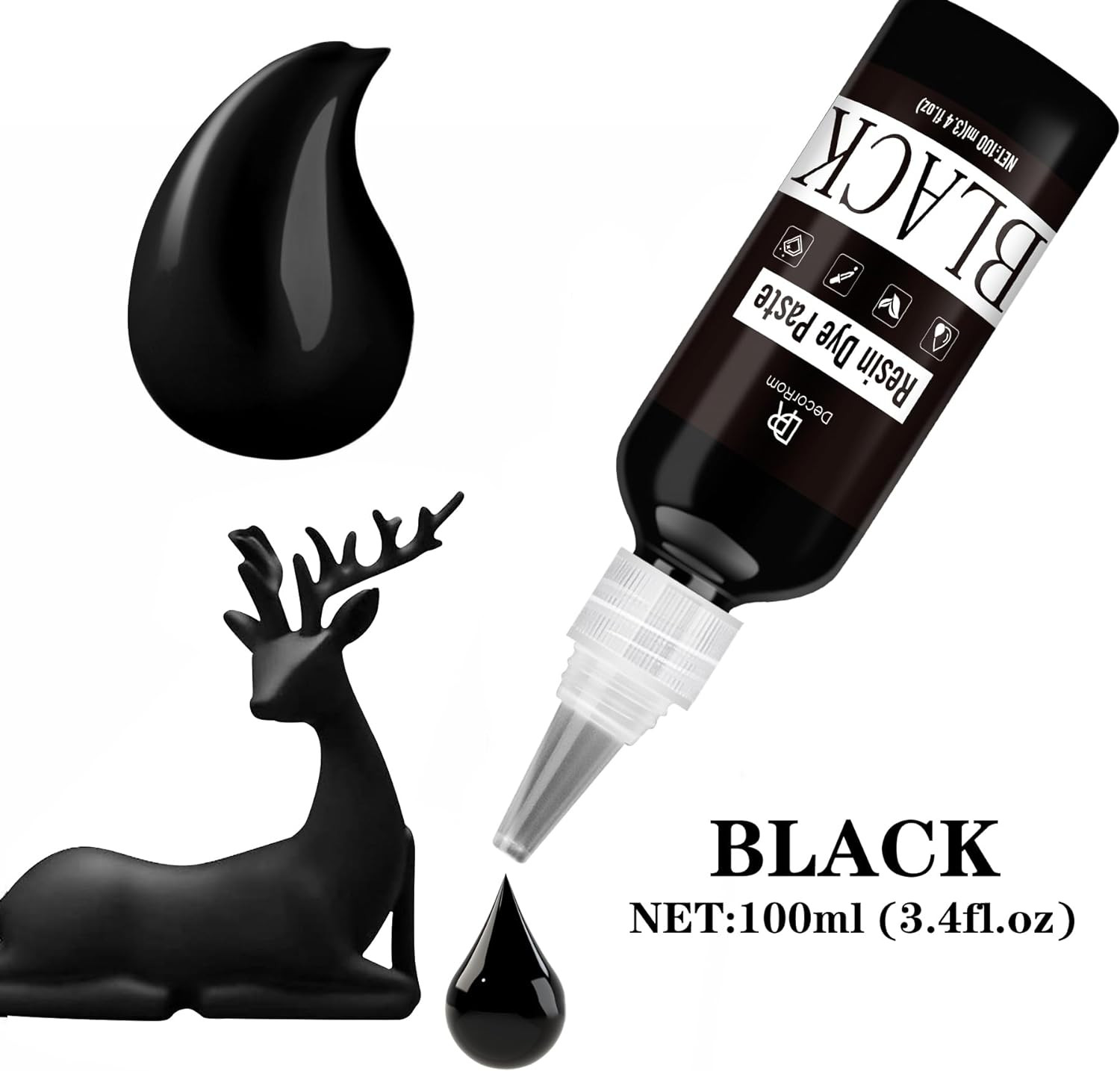 Black Epoxy Resin Pigment Paste – 3.4 Fl.Oz / 100Ml High Concentrated Black Resi