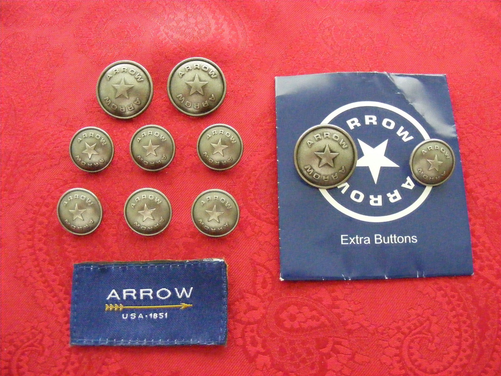 ARROW SIGNATURE STAR SHEILD REPLACEMENT BLAZER METAL FULL BUTTON SET EUC