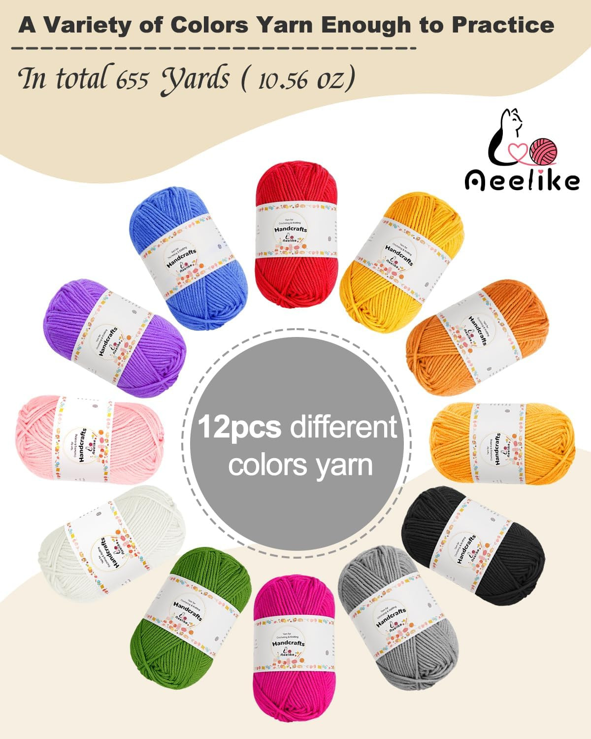 Beginner Crochet Kit for All Ages with 23 Hooks, Yarn, Accessories, and Guide