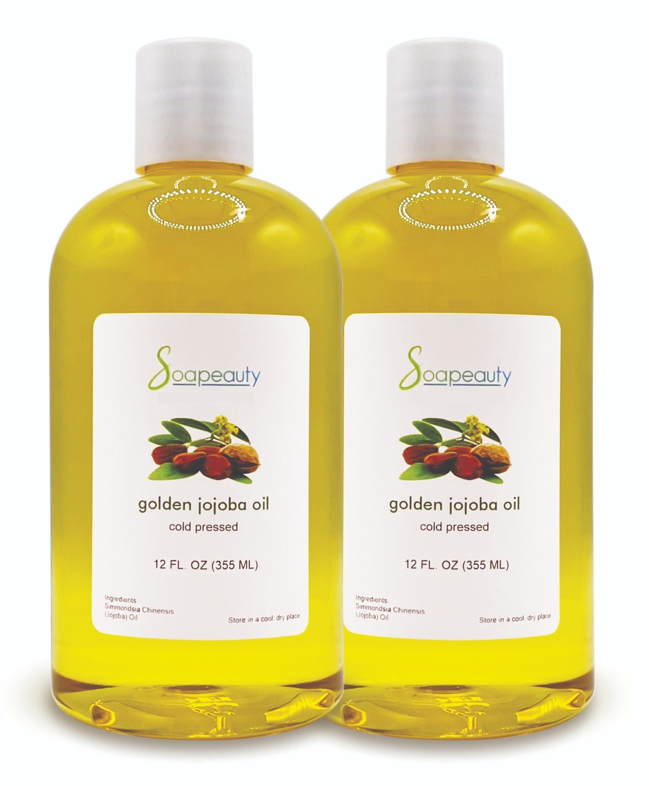 Golden Jojoba Oil – 100% Pure & Natural, Cold Pressed, 24 fl oz (2 x 12 fl oz)