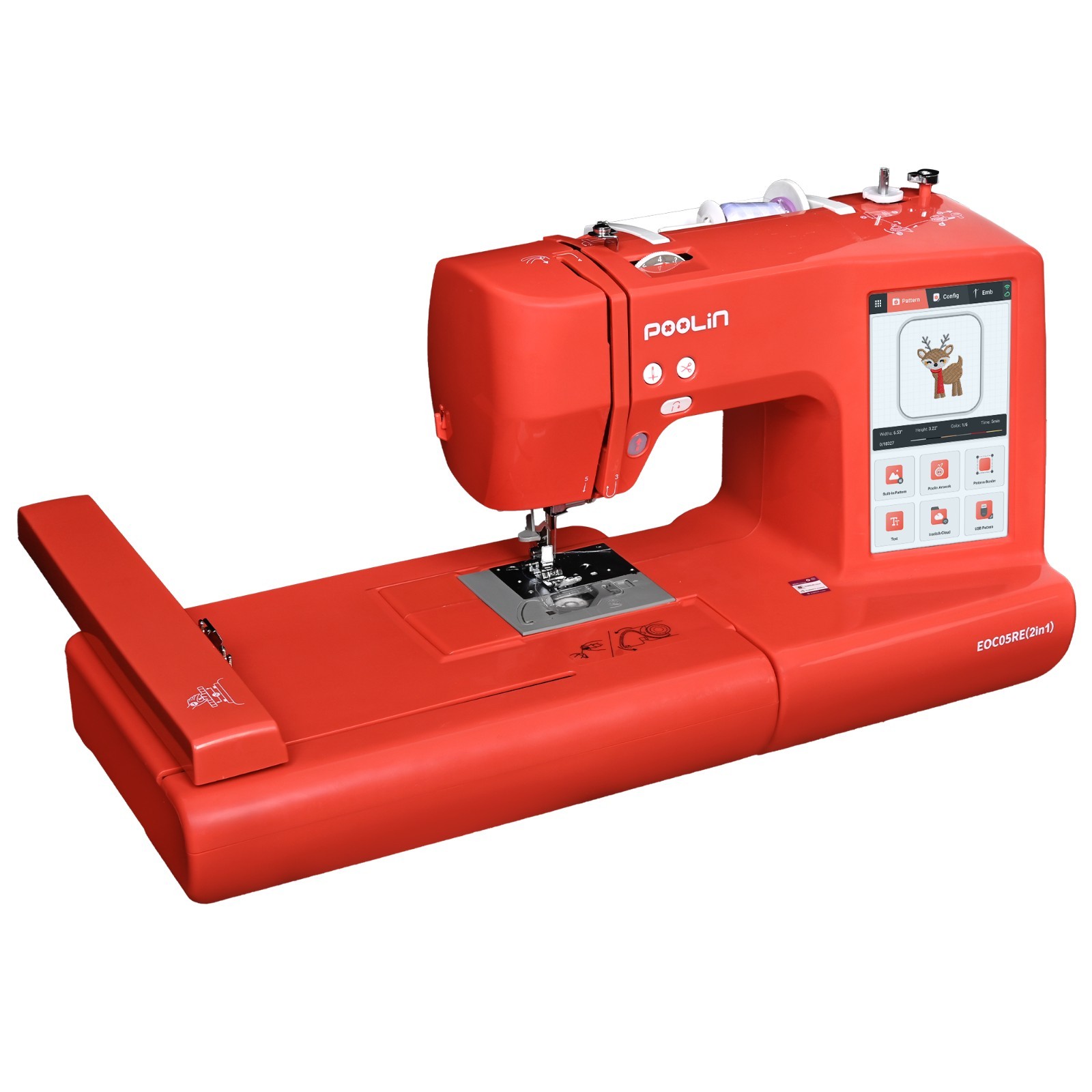 POOLIN EOC05RE(2in1) Sewing and Embroidery Machine Computerized With SOFTWARE.