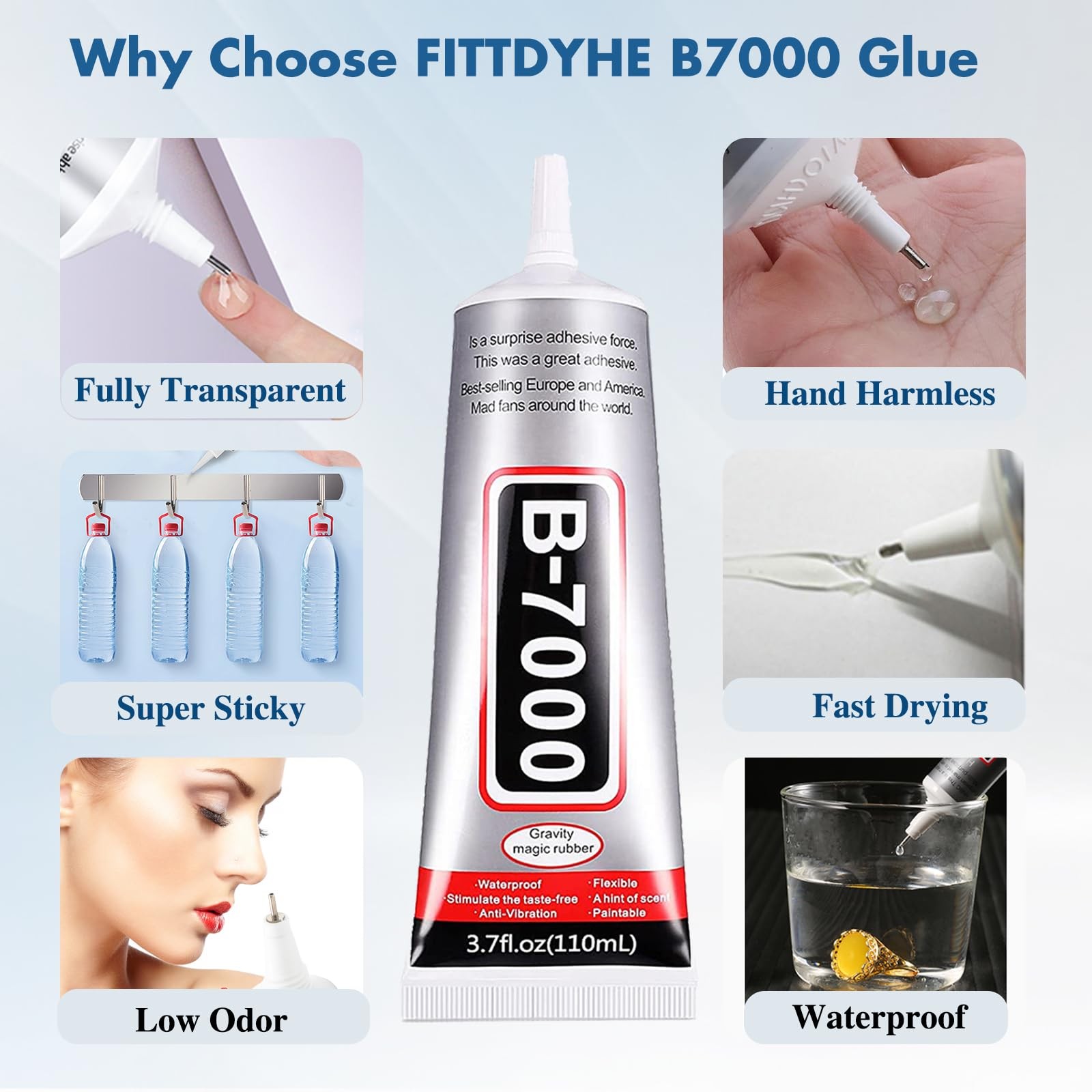 110 ml B7000 Adhesive for Crafts, Clear Glue with 110 ml, 1 PCS, 110 ML