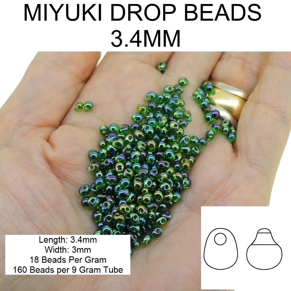Miyuki Drop Beads 3.4mm Teardrop Shape 9GM Transparent Red AB