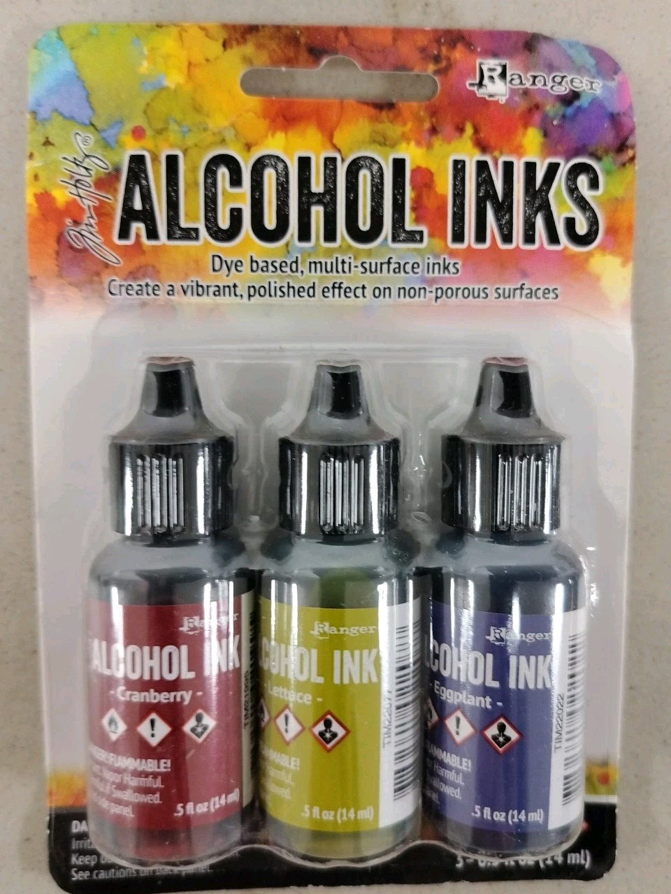 Ranger Tim Holtz Alcohol Ink 3-0.5 fl oz /Pkg-( 5 Sets/ 15 Bottles )*Box Dent*