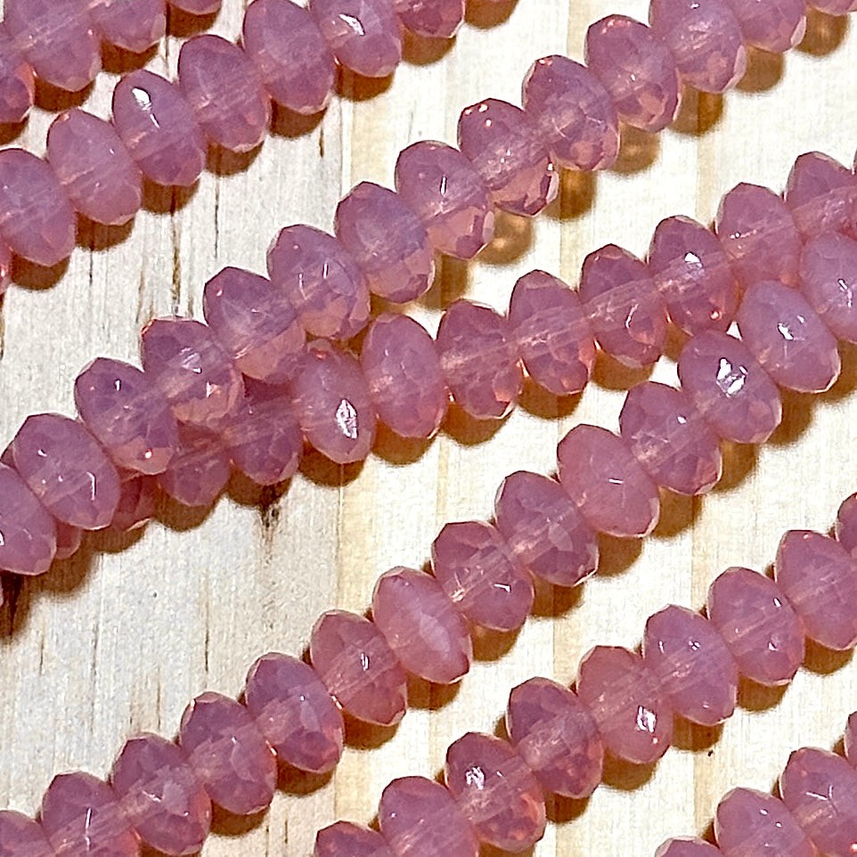 Czech Glass Rondelle Spacer Beads 4x7mm Rose Opal tire/donut beads 42pcs J778