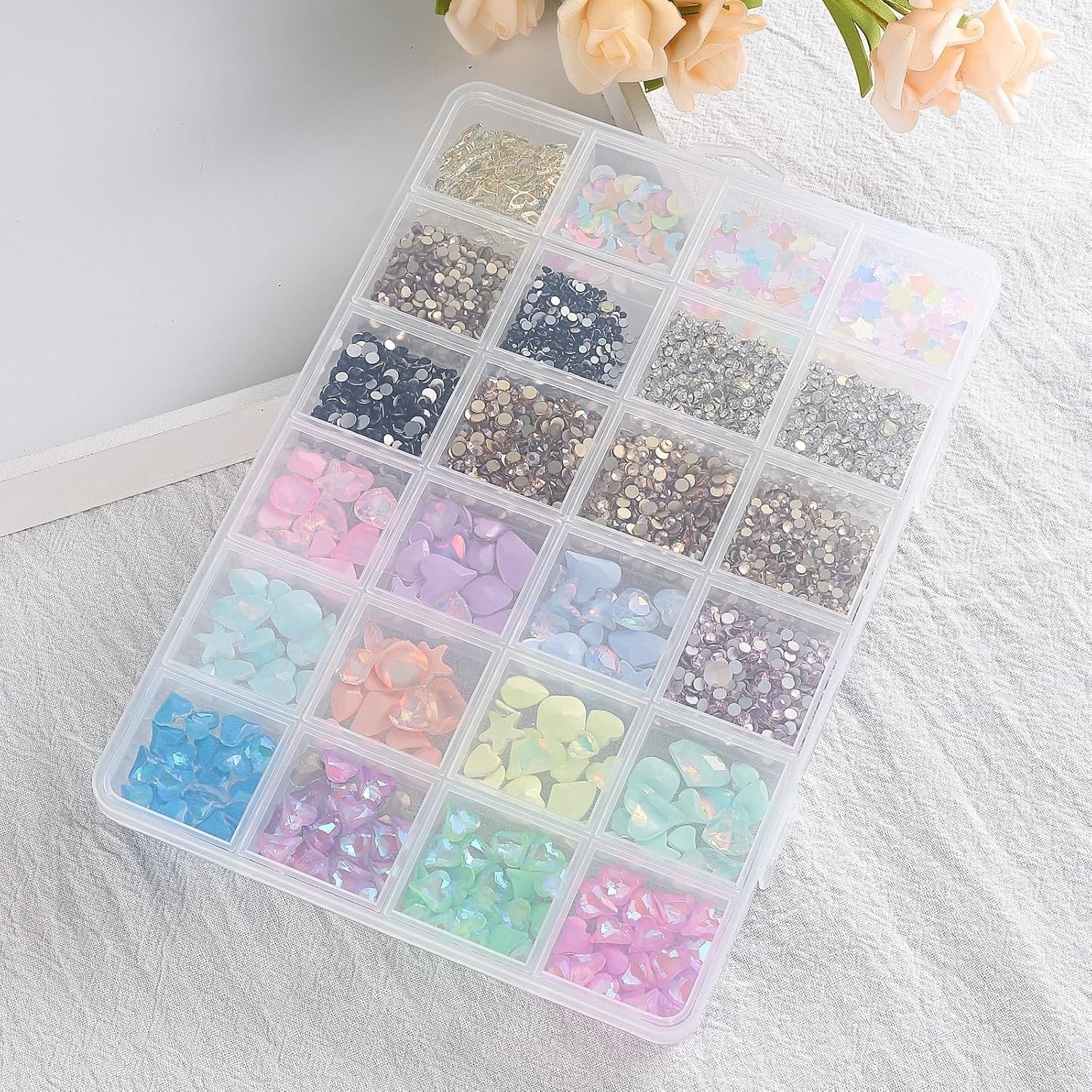24-Grid Plastic Bead Organizer Case for Jewelry, Crafts & Small Parts Storage