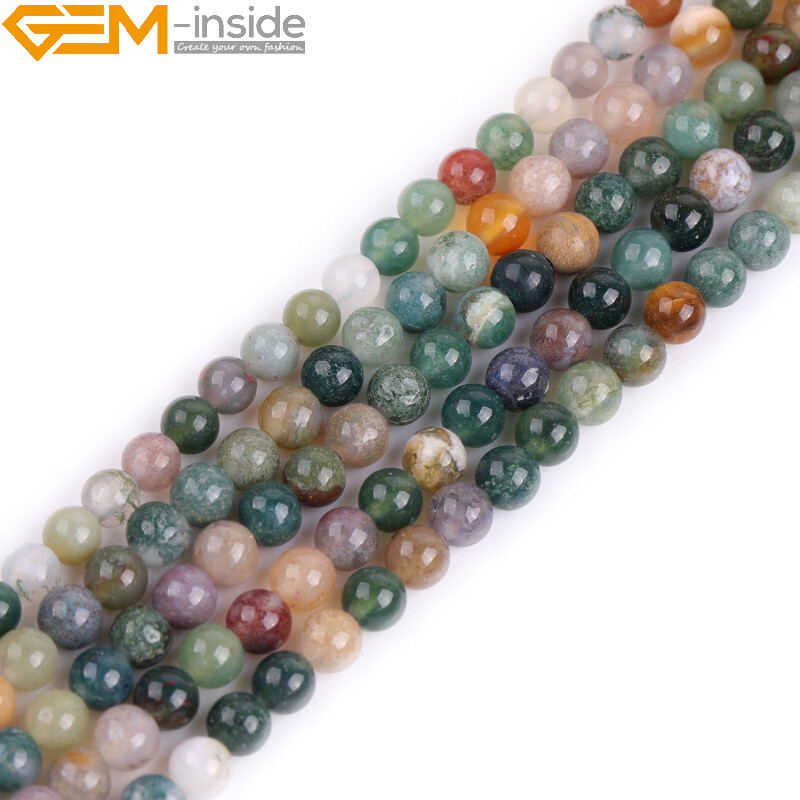 Natural Gemstone Indian Agate Round Loose Beads For Jewellery Making Strand 15″