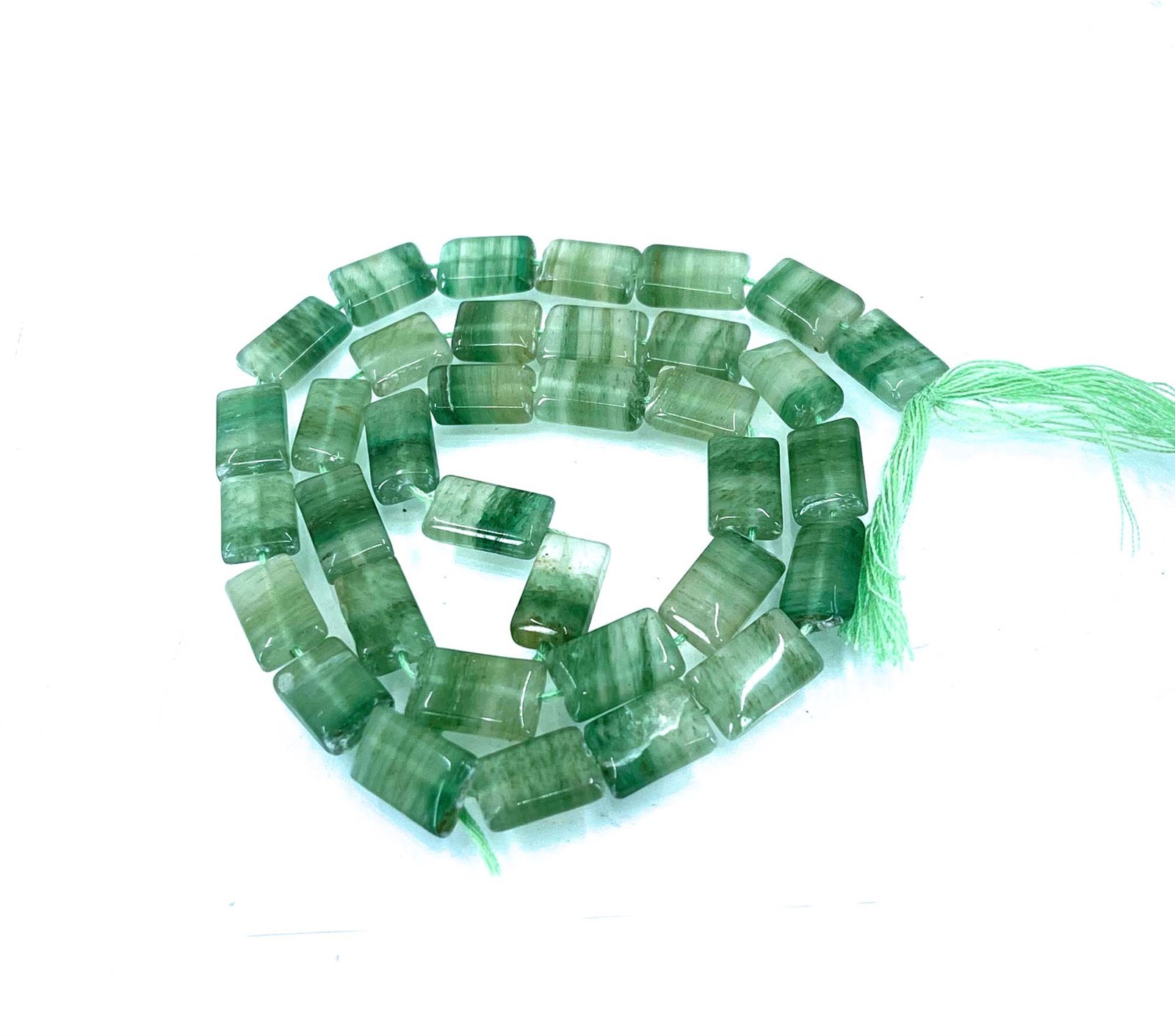 10x7mm Natural Green Flourite Rectangle Gemstone Beads Full Strand 15″