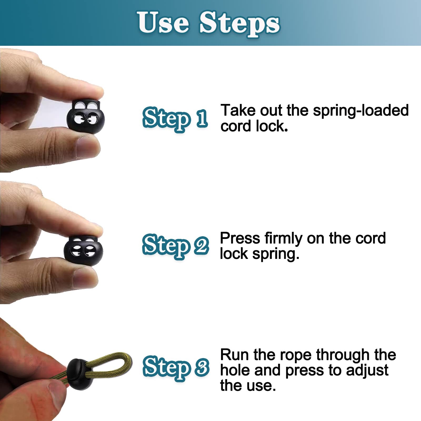 30Pcs Double Hole Plastic End Stopper Clips for Shock Cord and Drawstrin
