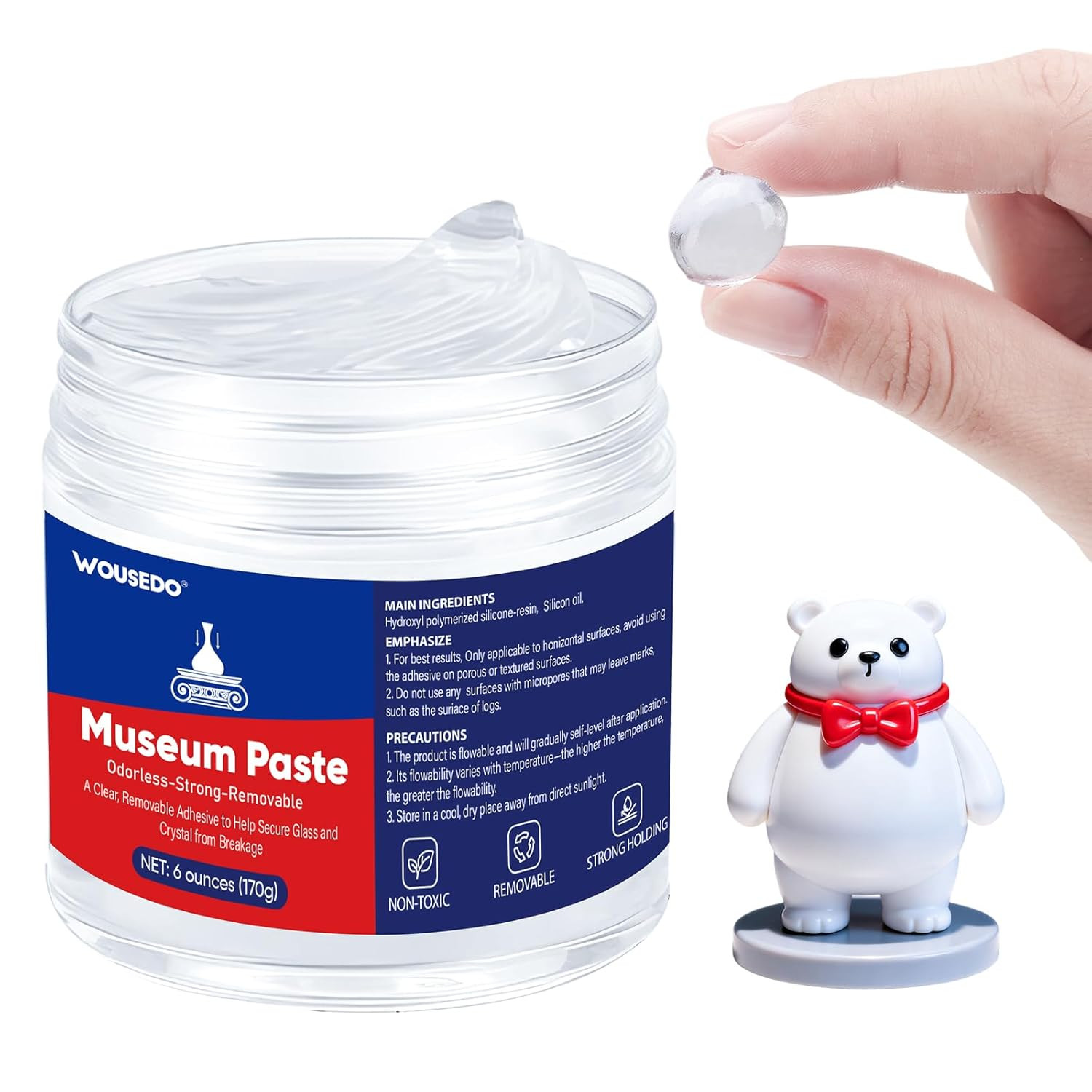 6 Oz Museum Putty, Clear Removable Gel Wax – Reusable Mounting Paste for Exhibit