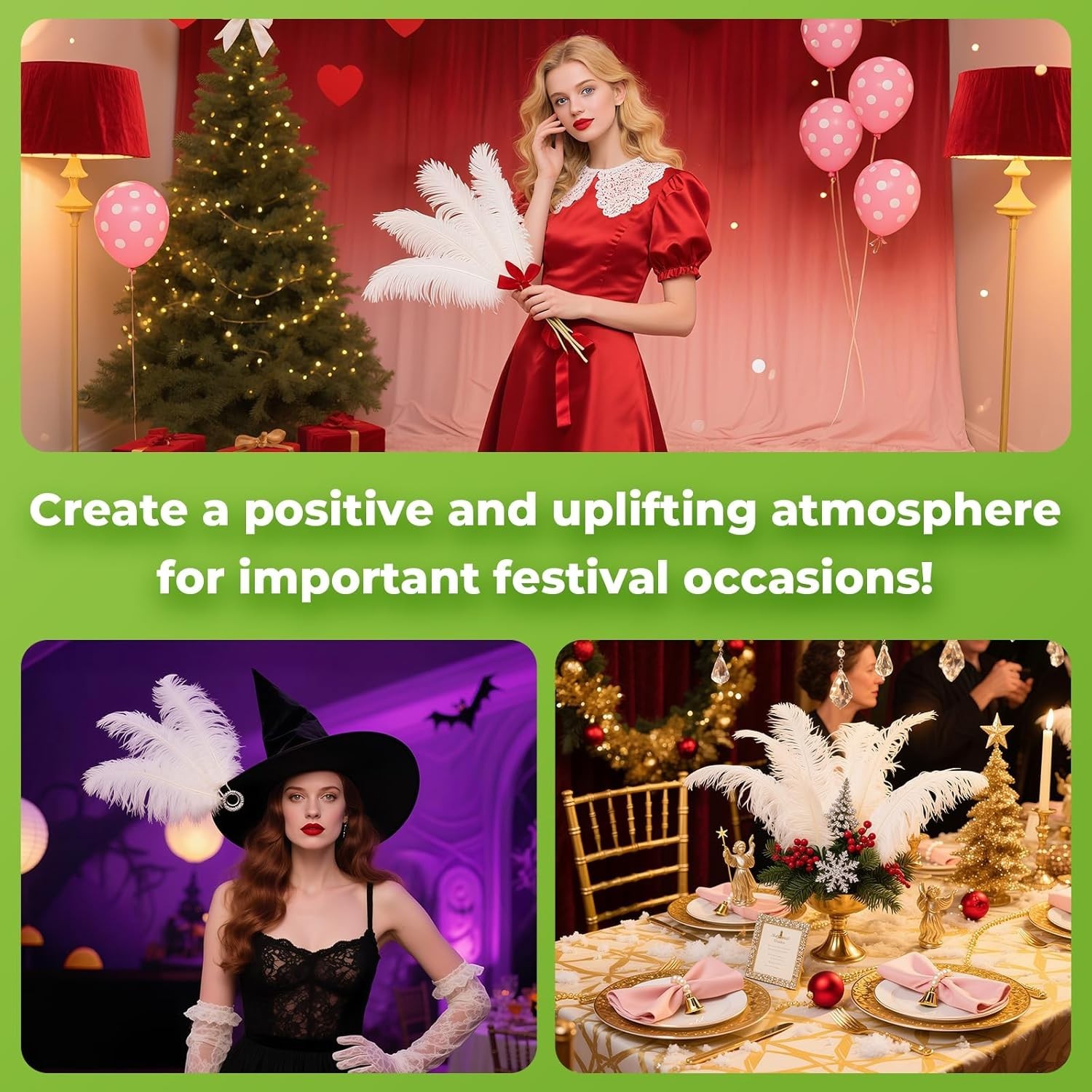 Genuine Cruelty-Free White Ostrich Feathers, 20 Pcs, Perfect for Events