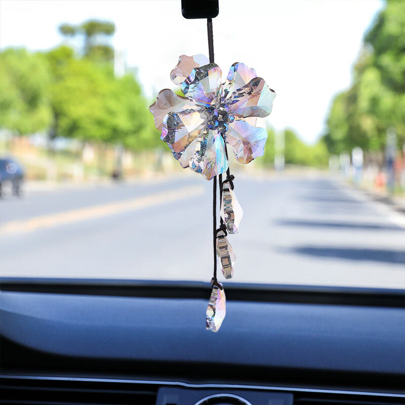 Artificial Crystal Hanging Ornaments Bling Car Rear View Mirror Pendant Decors