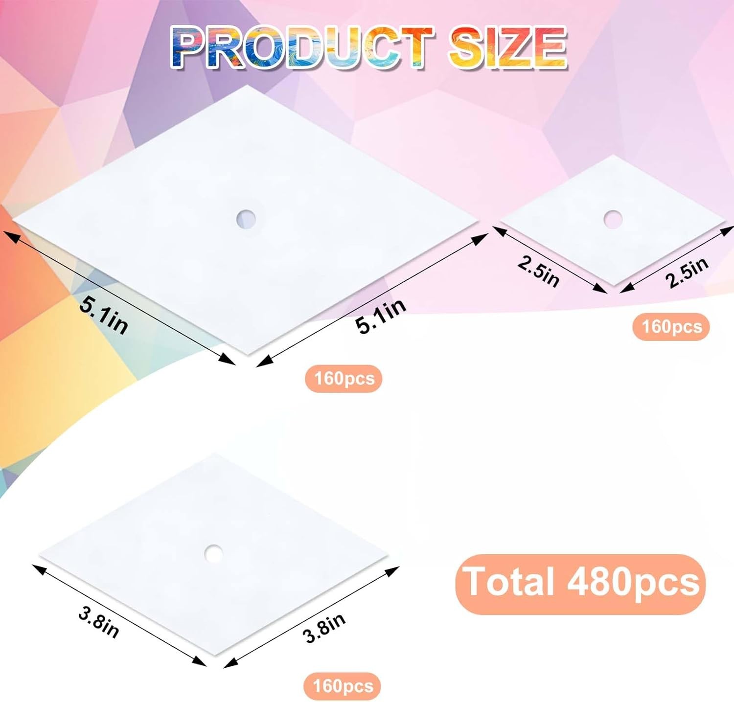480pcs Paper Piecing Paper for Quilting Diamond 60 Degrees (1″, 1.5″ and 2″ Quil