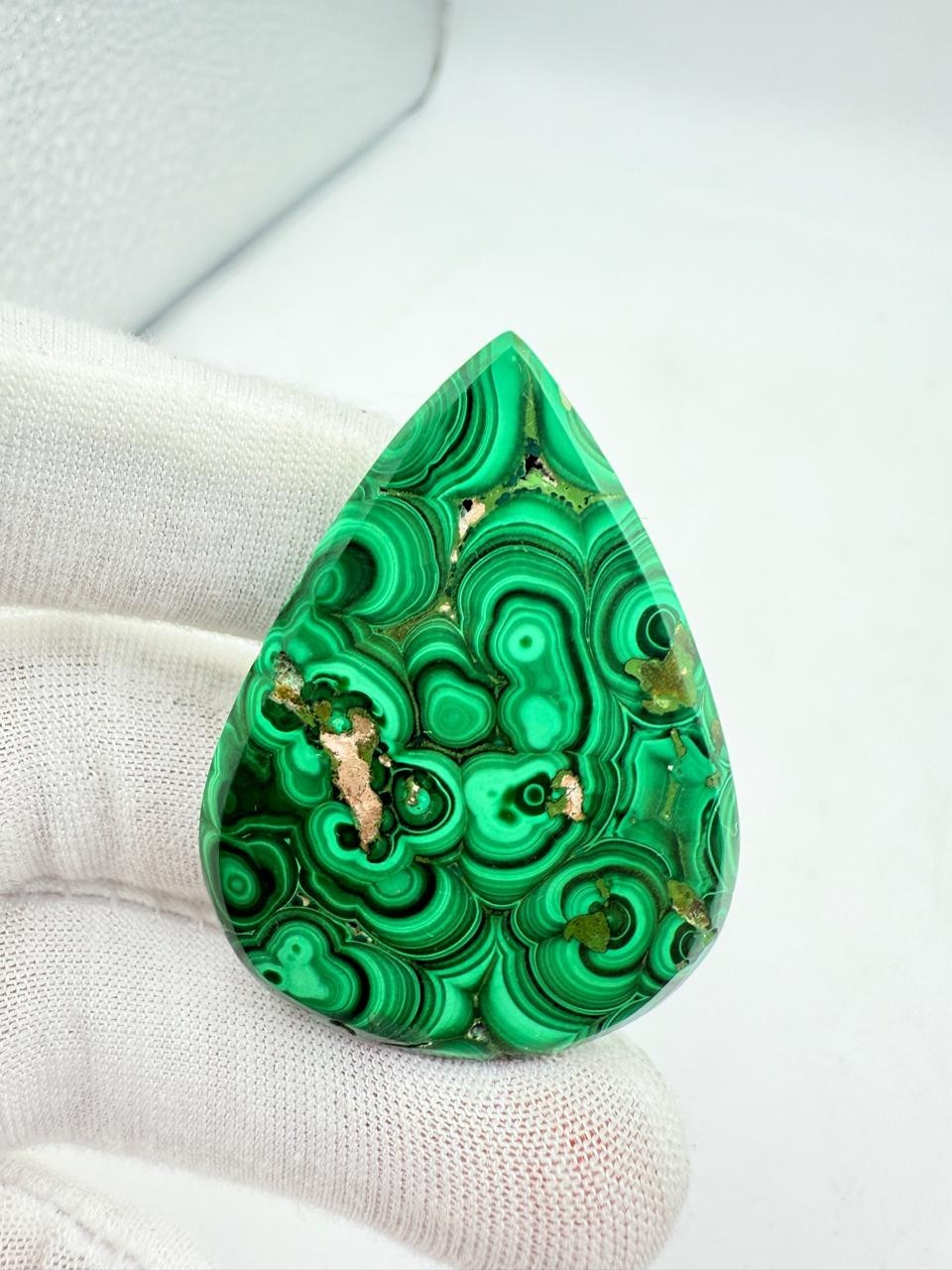 134ct Natural Malachite Cabochon: Loose Gemstone for shape- drop Jewelry Making