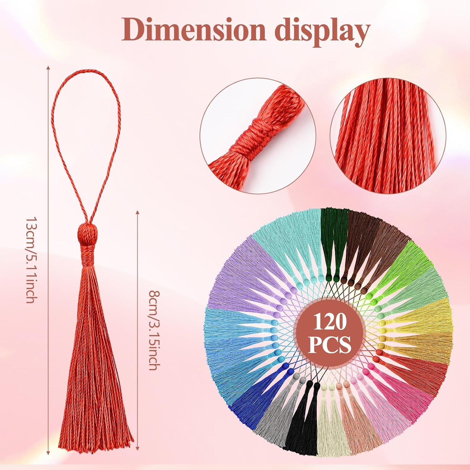 120 Pcs Silky Mini Tassels for Jewelry and Craft – 20 Colors, 5 Inch