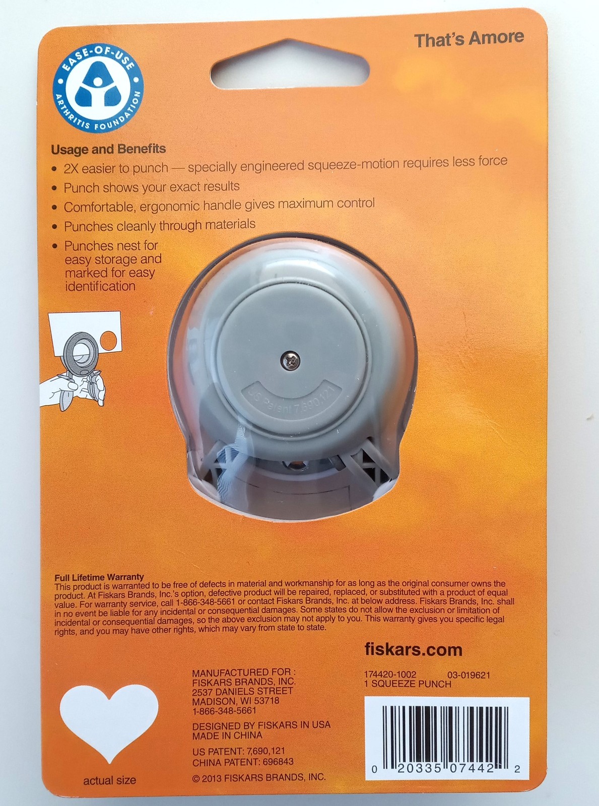 Fiskars 174420 & 174360 1″ Circle and Heart Shapes Squeeze Punch Combo Set