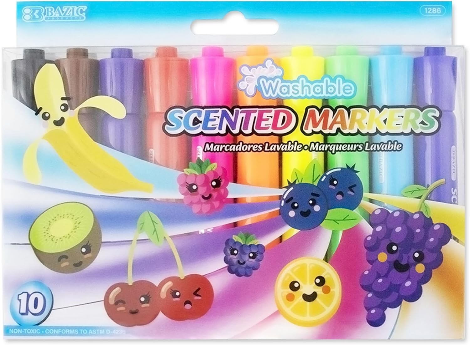 Non-Toxic Washable Scented Markers – 10 Colors for Coloring Fun and Learning