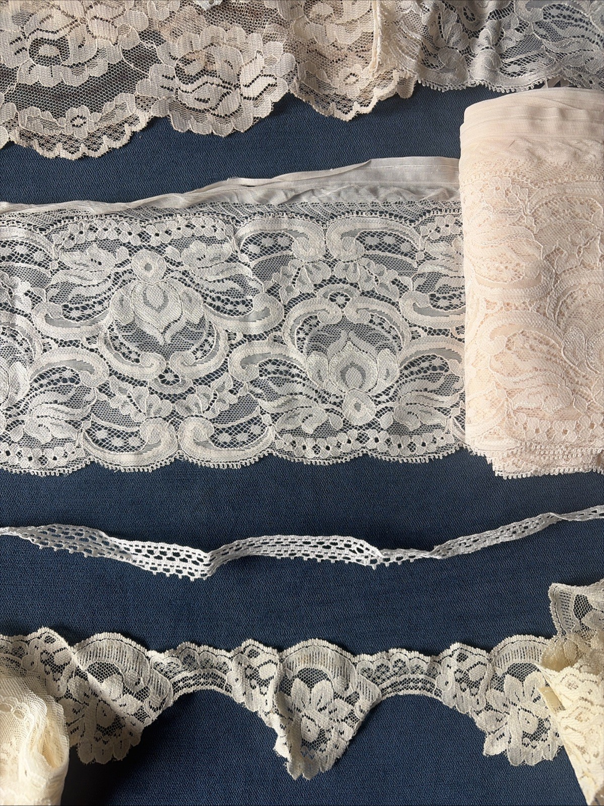 Antique Lace Trim Lot Victorian Edwardian Mixed Lace Yardage Sewing Ephemera