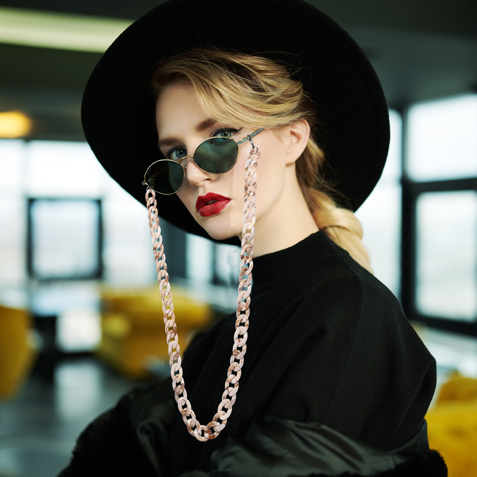 Eyeglass Chains for Women Acrylic Eyeglass Holder Chains for Glass Orange
